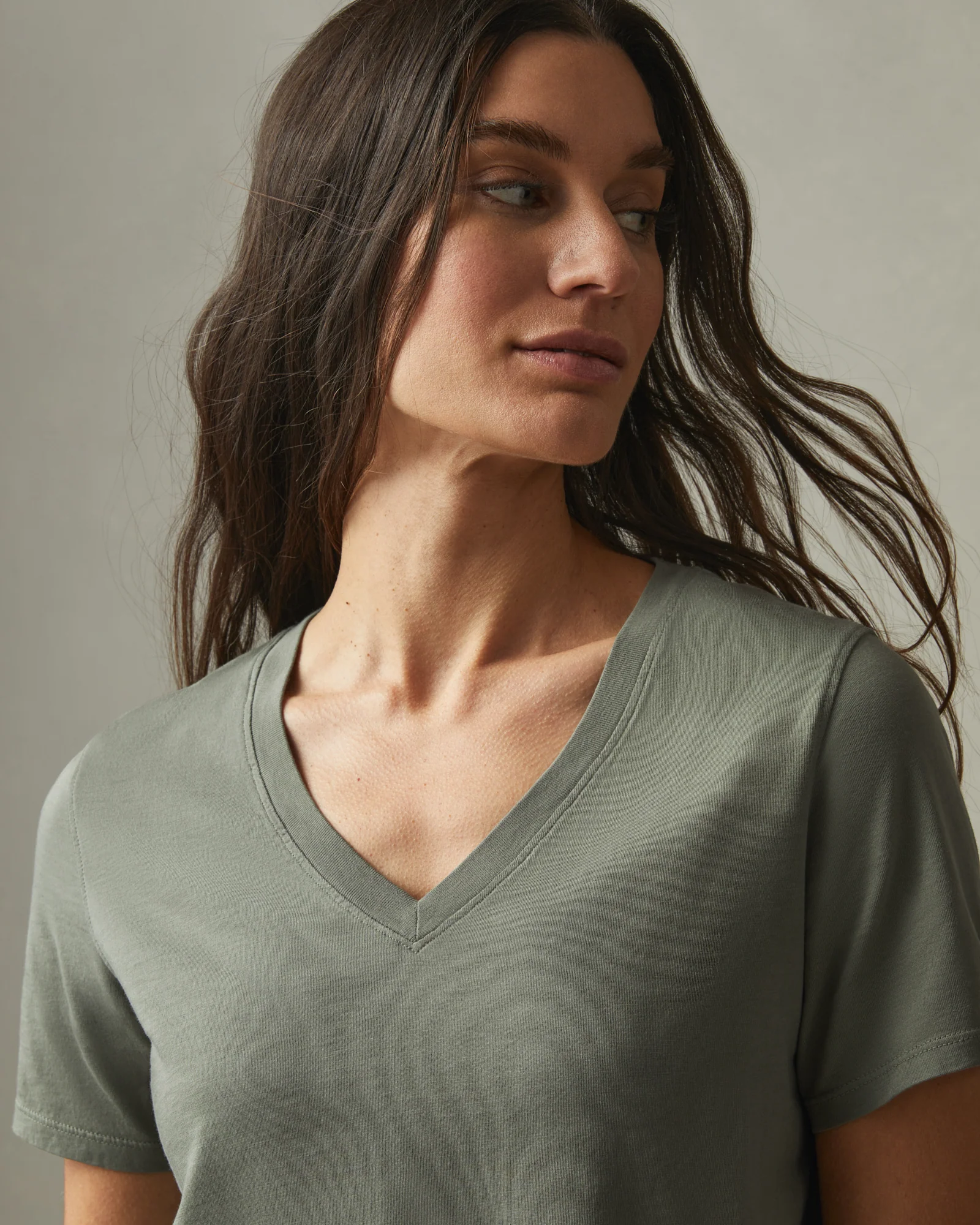 Women's Classic Cotton V-Neck Tee - Mulled Basil - Image 4