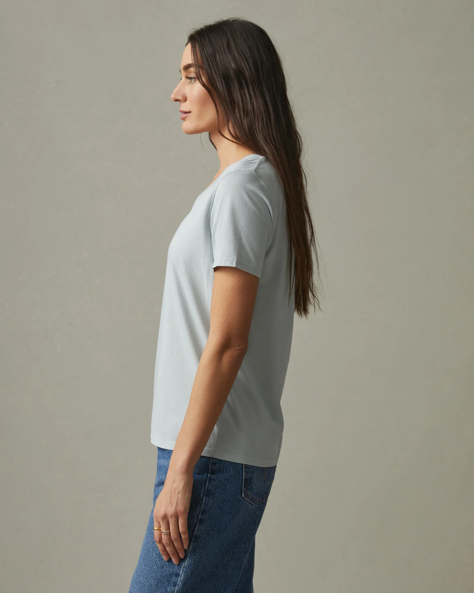 Women's Classic Cotton V-Neck Tee - Pearl Blue - Image 2