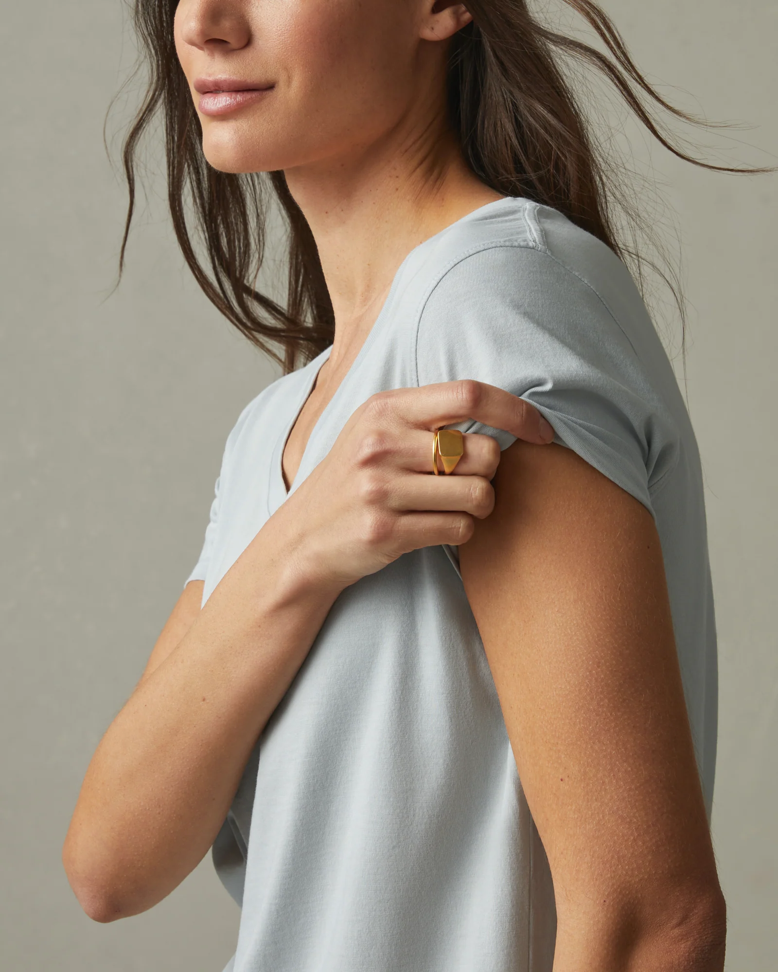 Women's Classic Cotton V-Neck Tee - Pearl Blue - Image 4