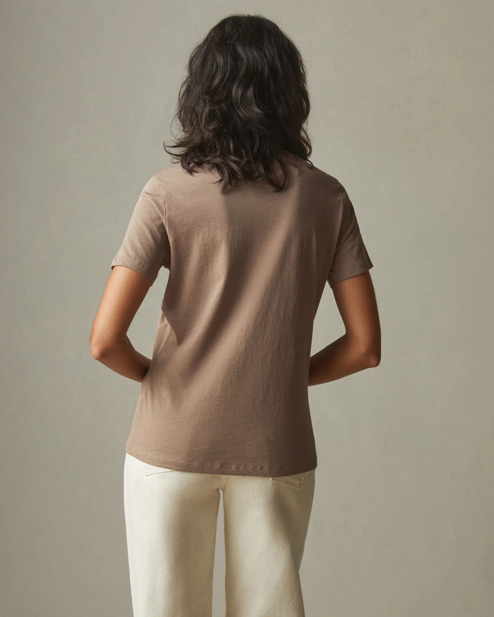 Women's Classic Cotton V-Neck Tee - Pine Bark - Image 2
