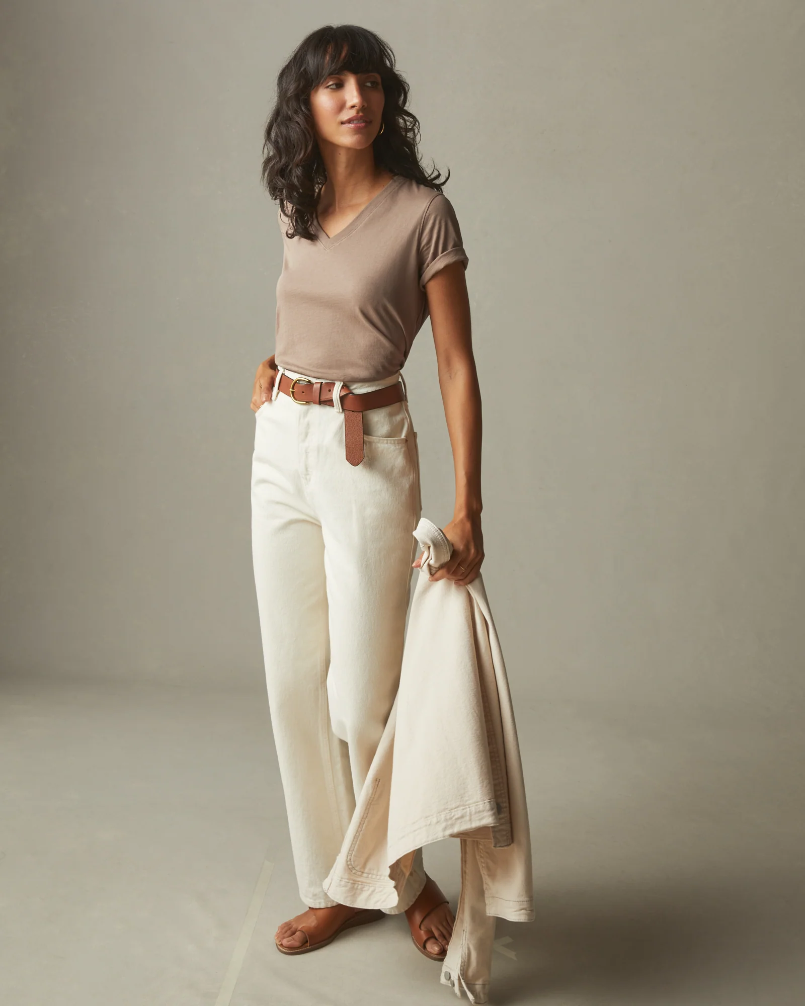 Women's Classic Cotton V-Neck Tee - Pine Bark - Image 4