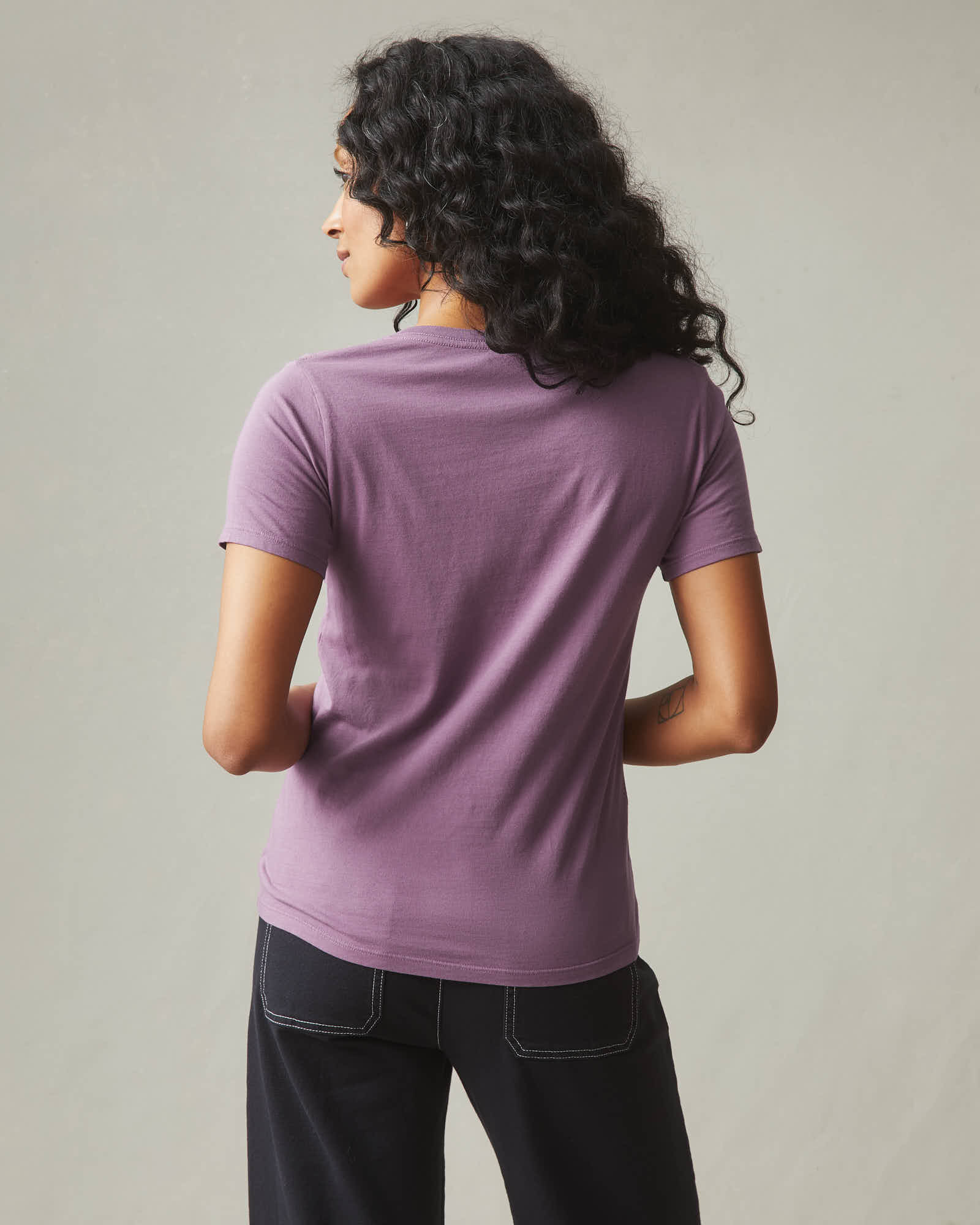 Women's Classic Cotton V-Neck Tee - Plum Berry - Image 3