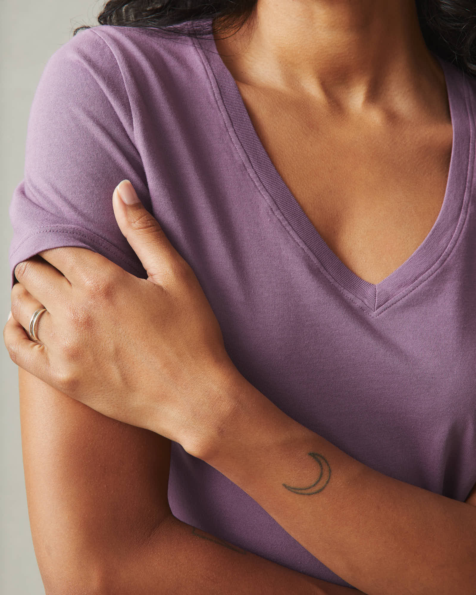 Women's Classic Cotton V-Neck Tee - Plum Berry - Image 4