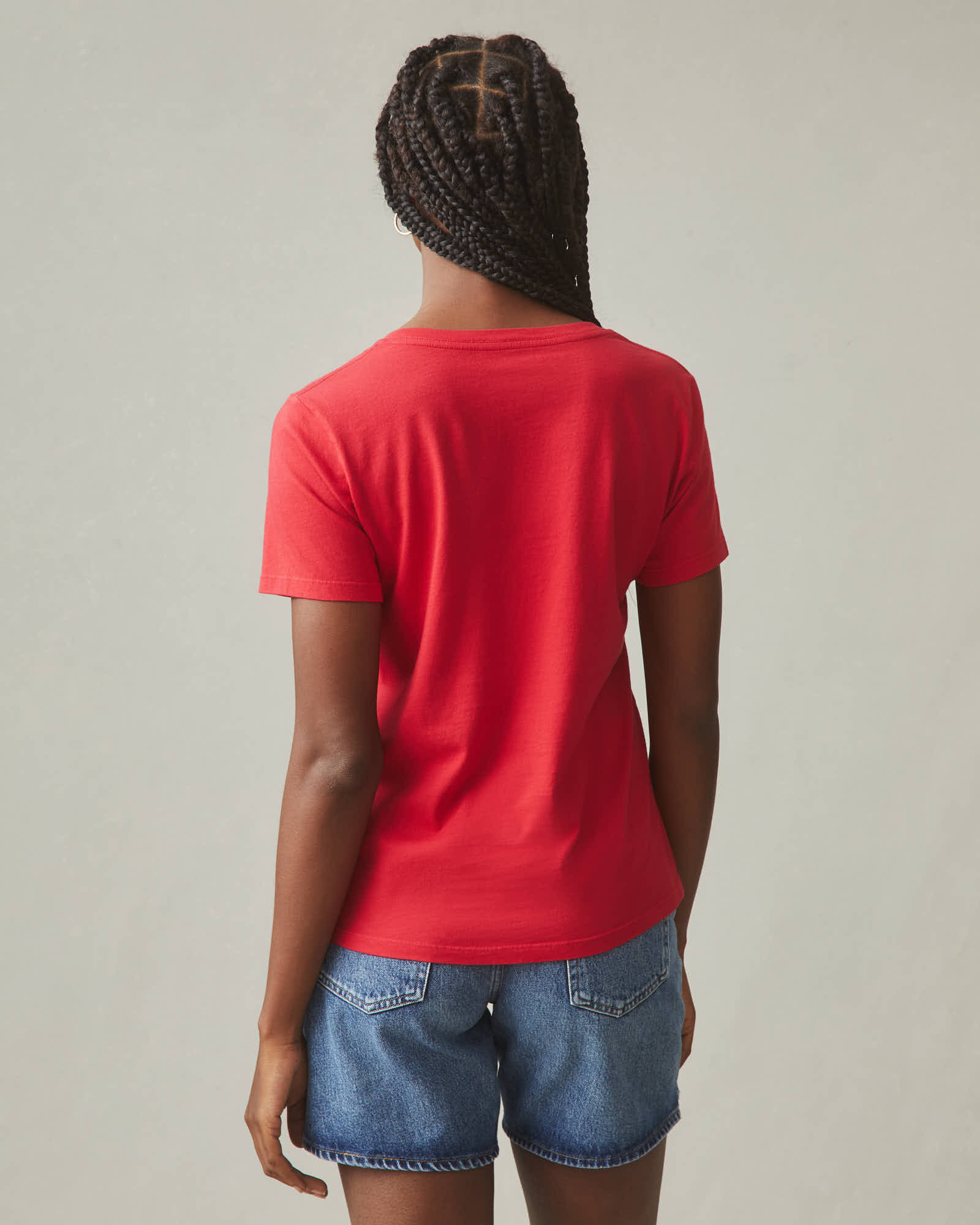 Women's Classic Cotton V-Neck Tee - Tango Red - Image 4