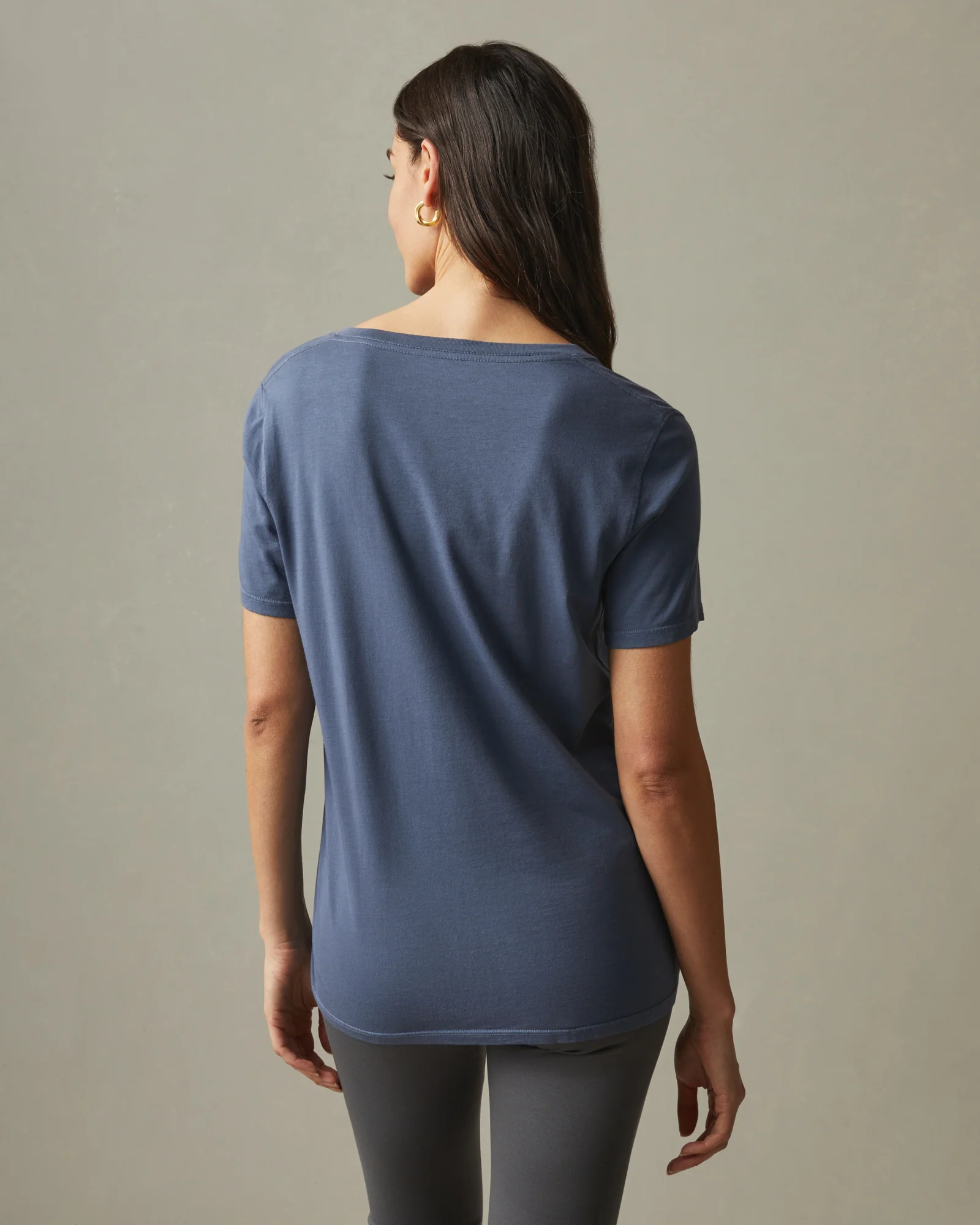 Women's Classic Cotton V-Neck Tee - Washed Navy - Image 2