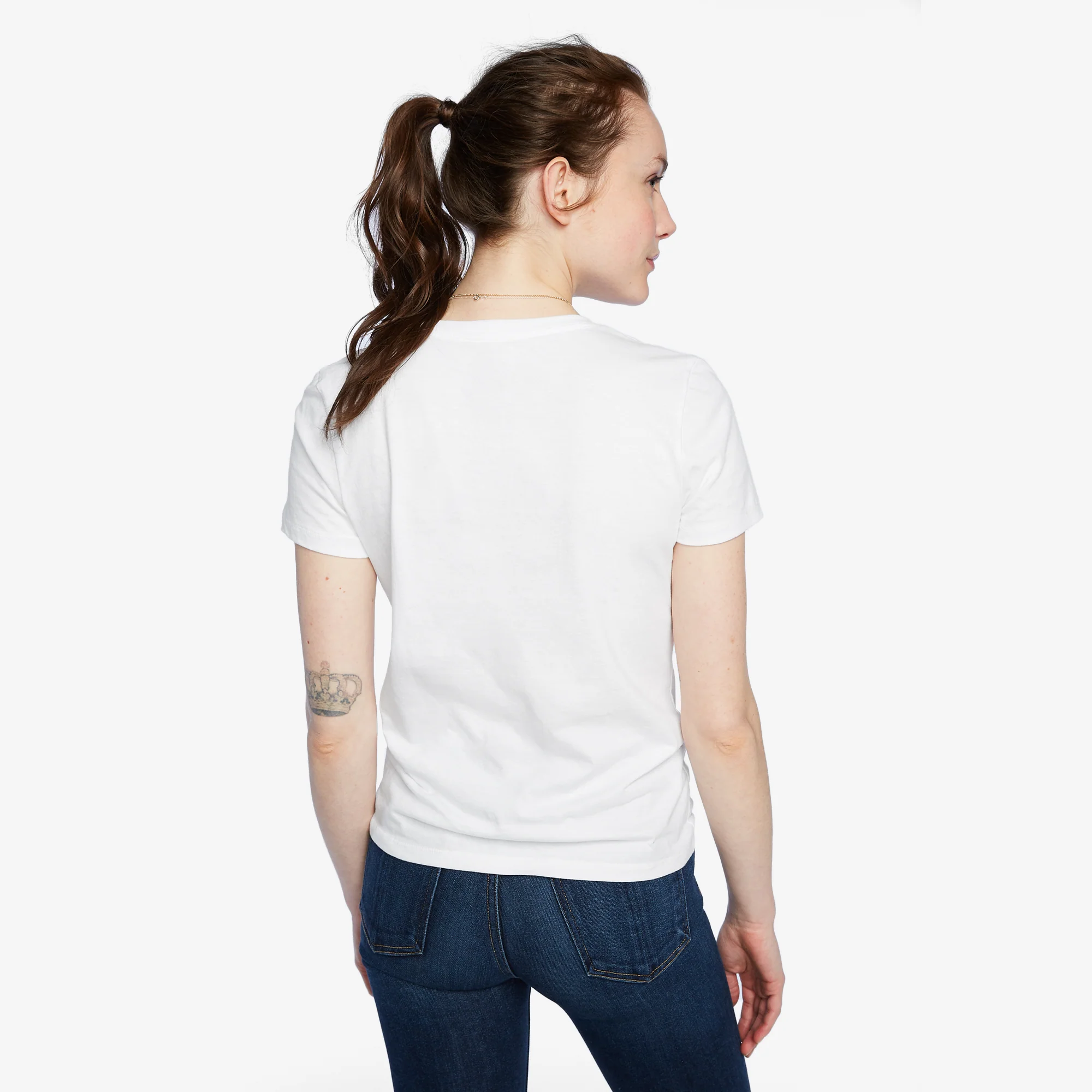 Women's Classic Cotton V-Neck Tee - White - Image 2