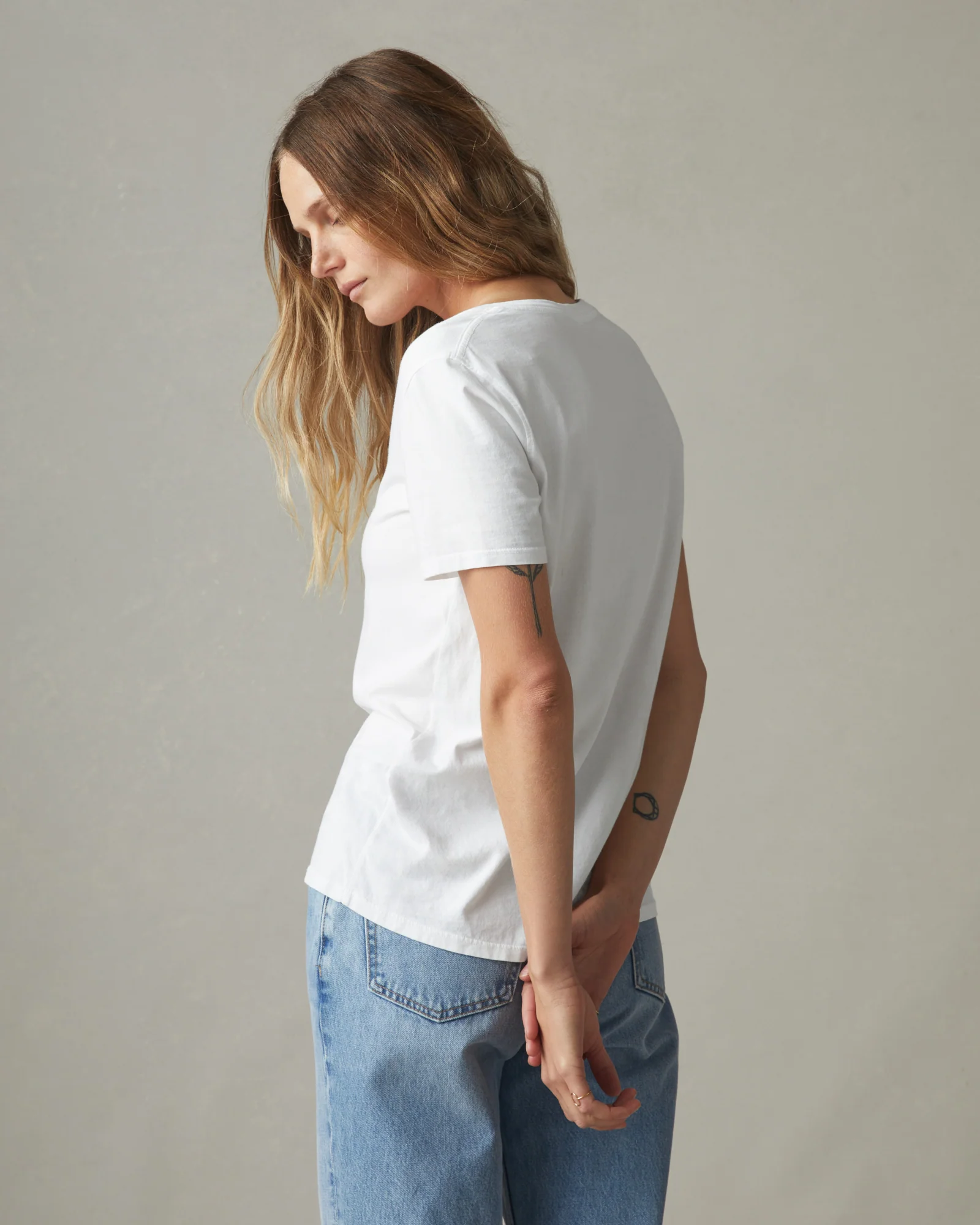 Women's Classic Cotton V-Neck Tee - White - Image 4