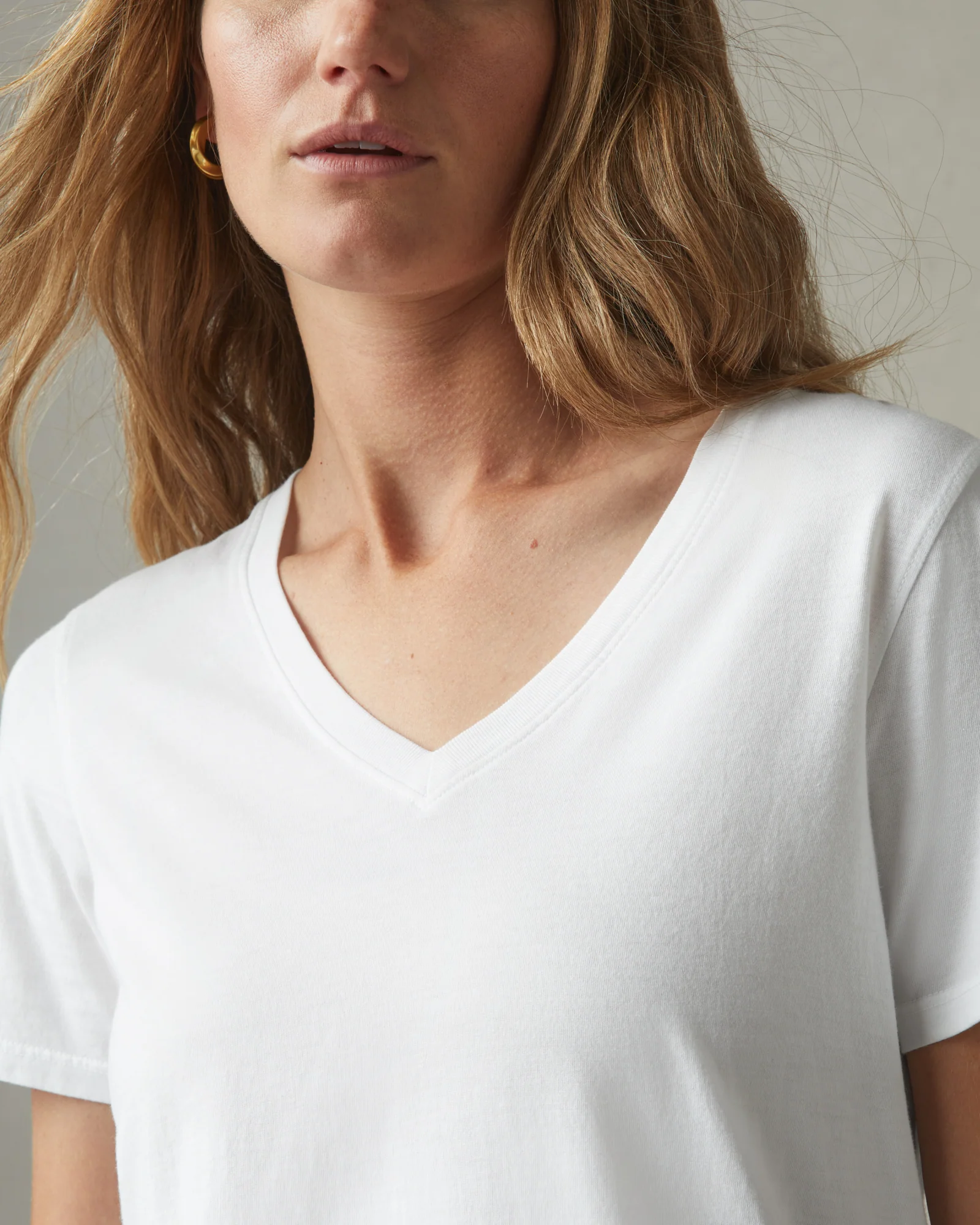 Women's Classic Cotton V-Neck Tee - White - Image 5