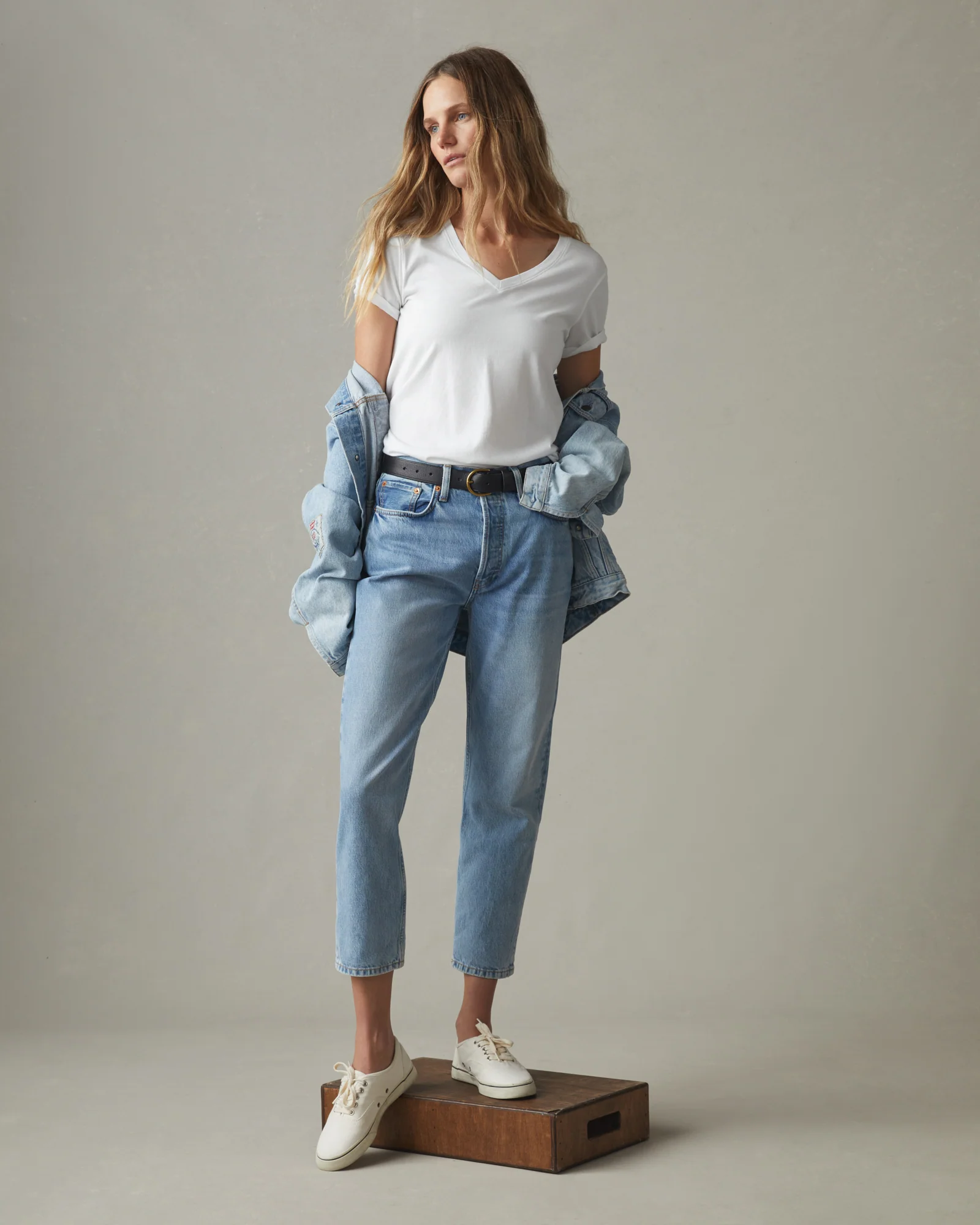 Women's Classic Cotton V-Neck Tee - White - Image 6
