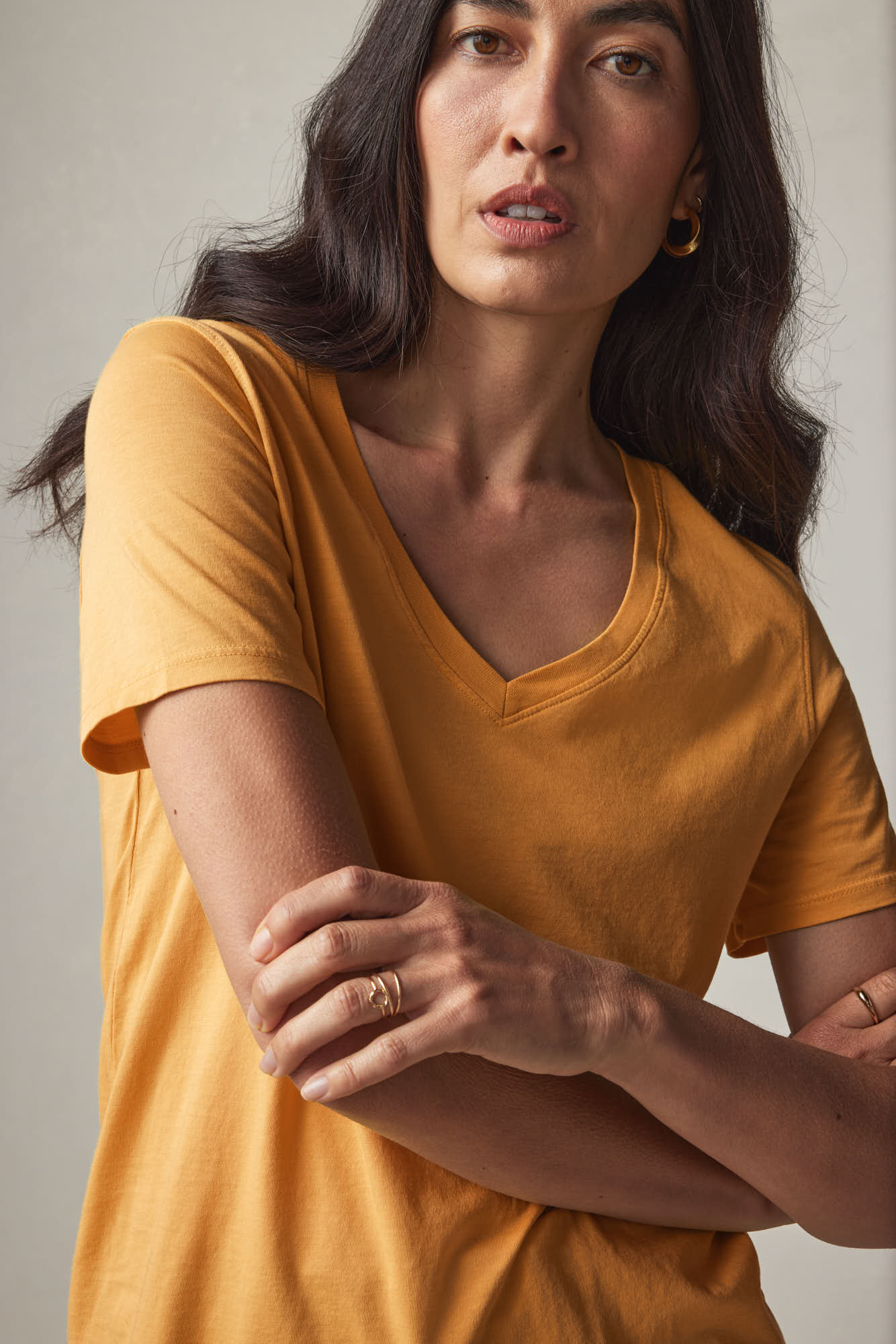 Women's Classic Cotton V-Neck Tee - Golden Apricot - Image 2