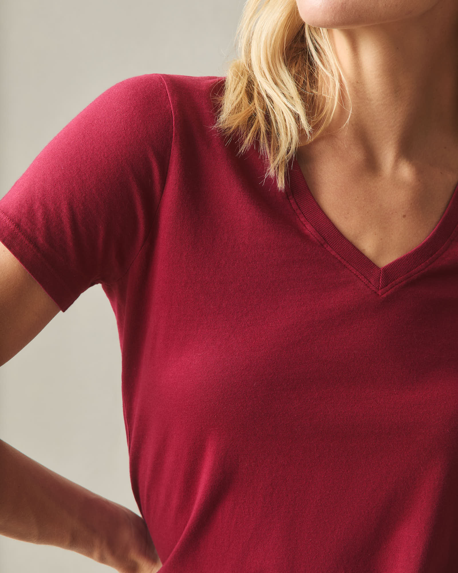 Women's Classic Cotton V-Neck Tee - Syrah - Image 3