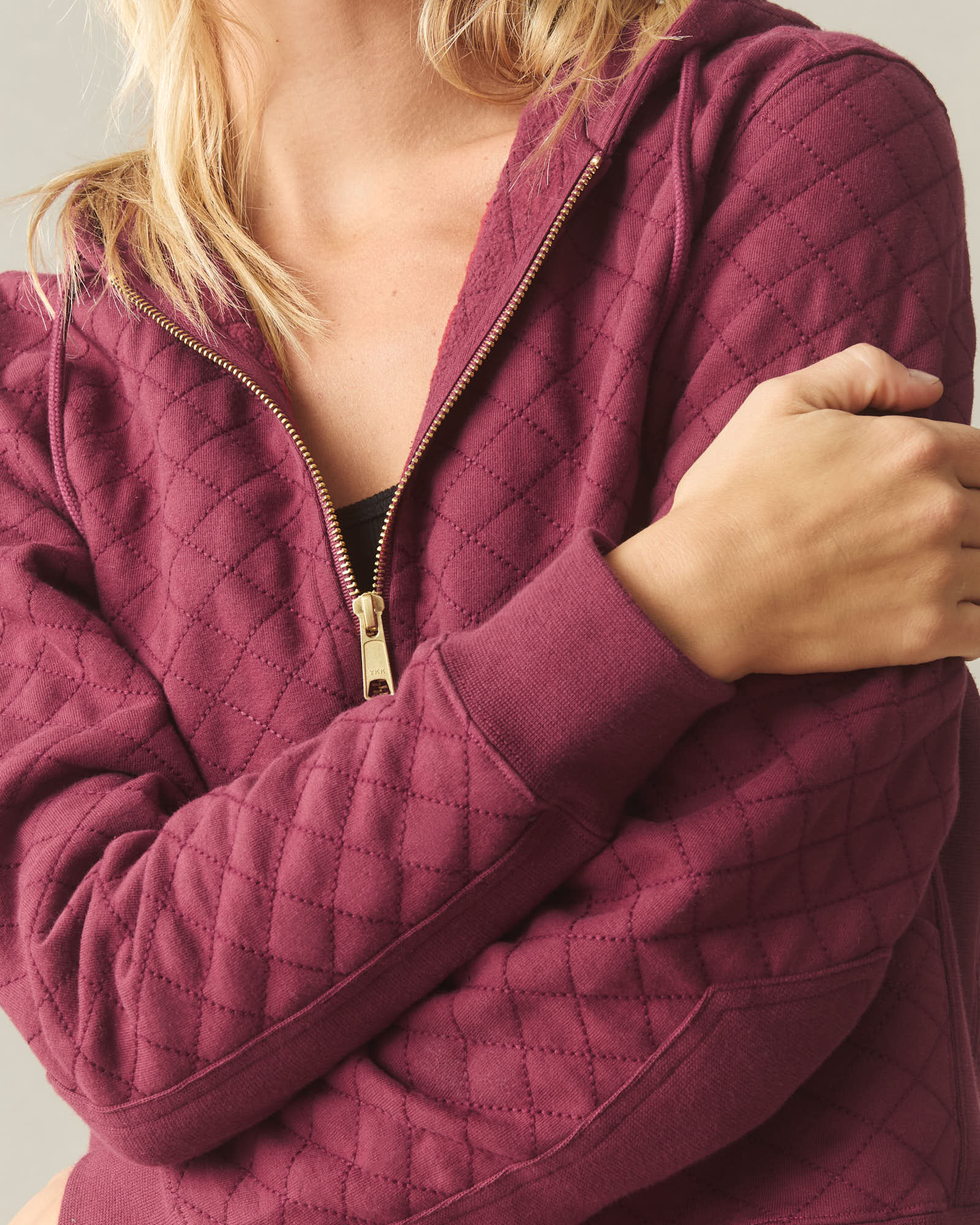 Women's Diamond Stitch Classic Full Zip - Pomegranate - Image 4