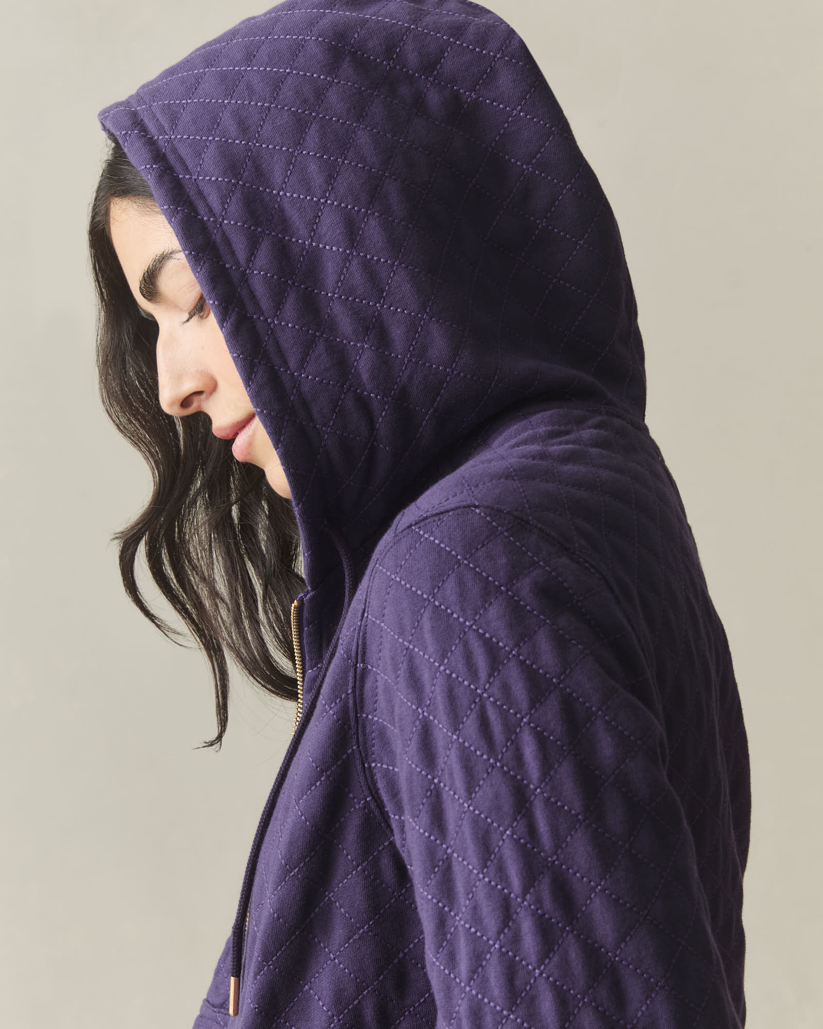 Women's Diamond Stitch Classic Full Zip - Purple Velvet - Image 5