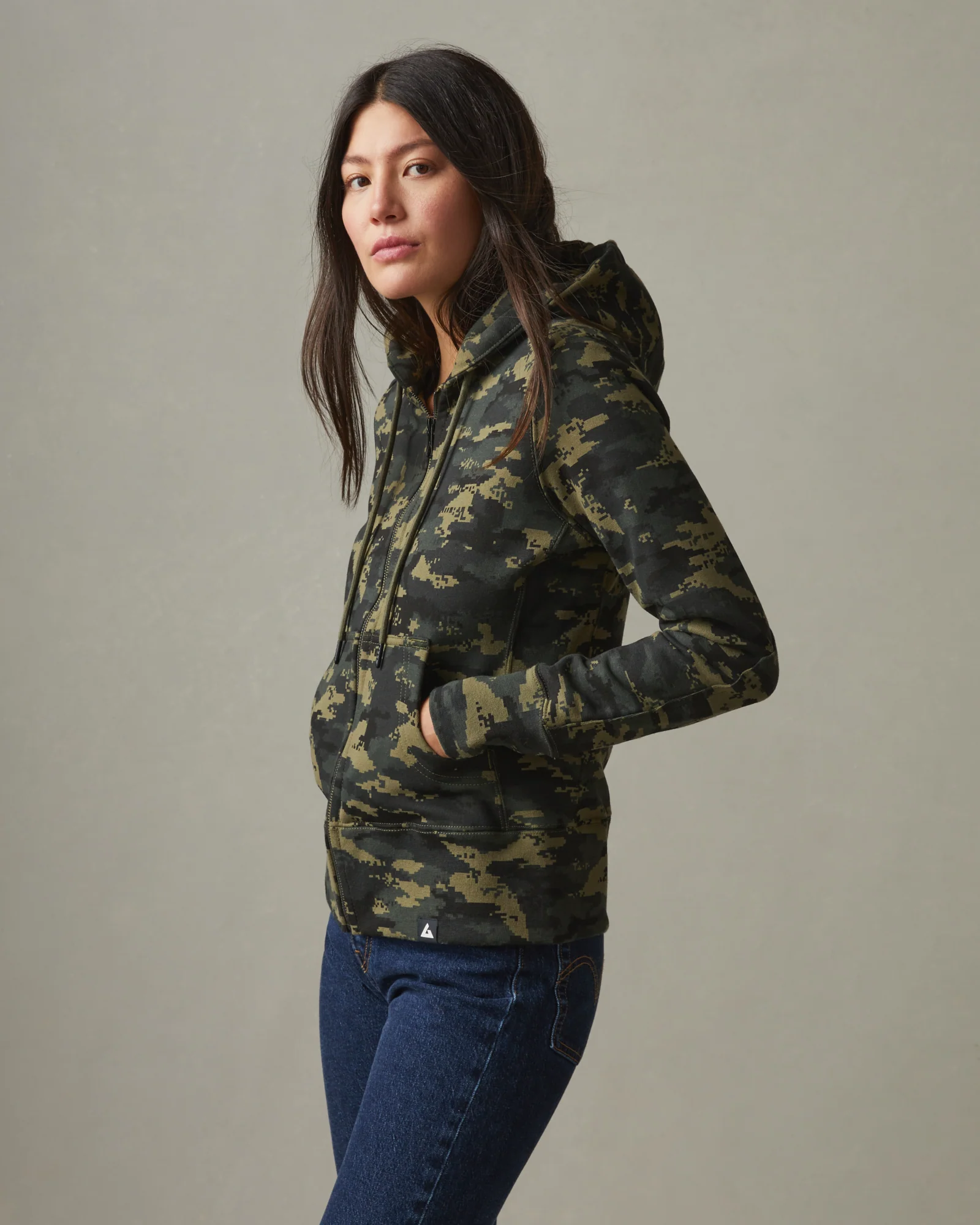 Women's Classic Full Zip - Drab Olive Digital Camo - Image 2