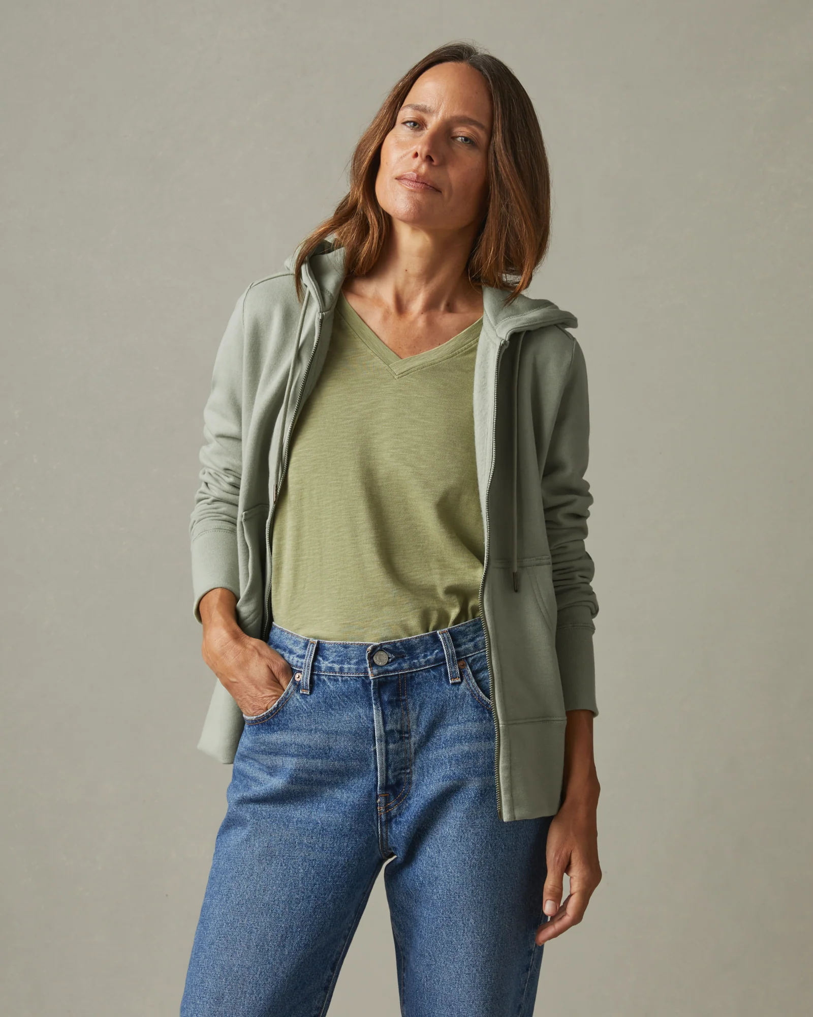 Women's Classic Full Zip - Light Fatigue - Image 5