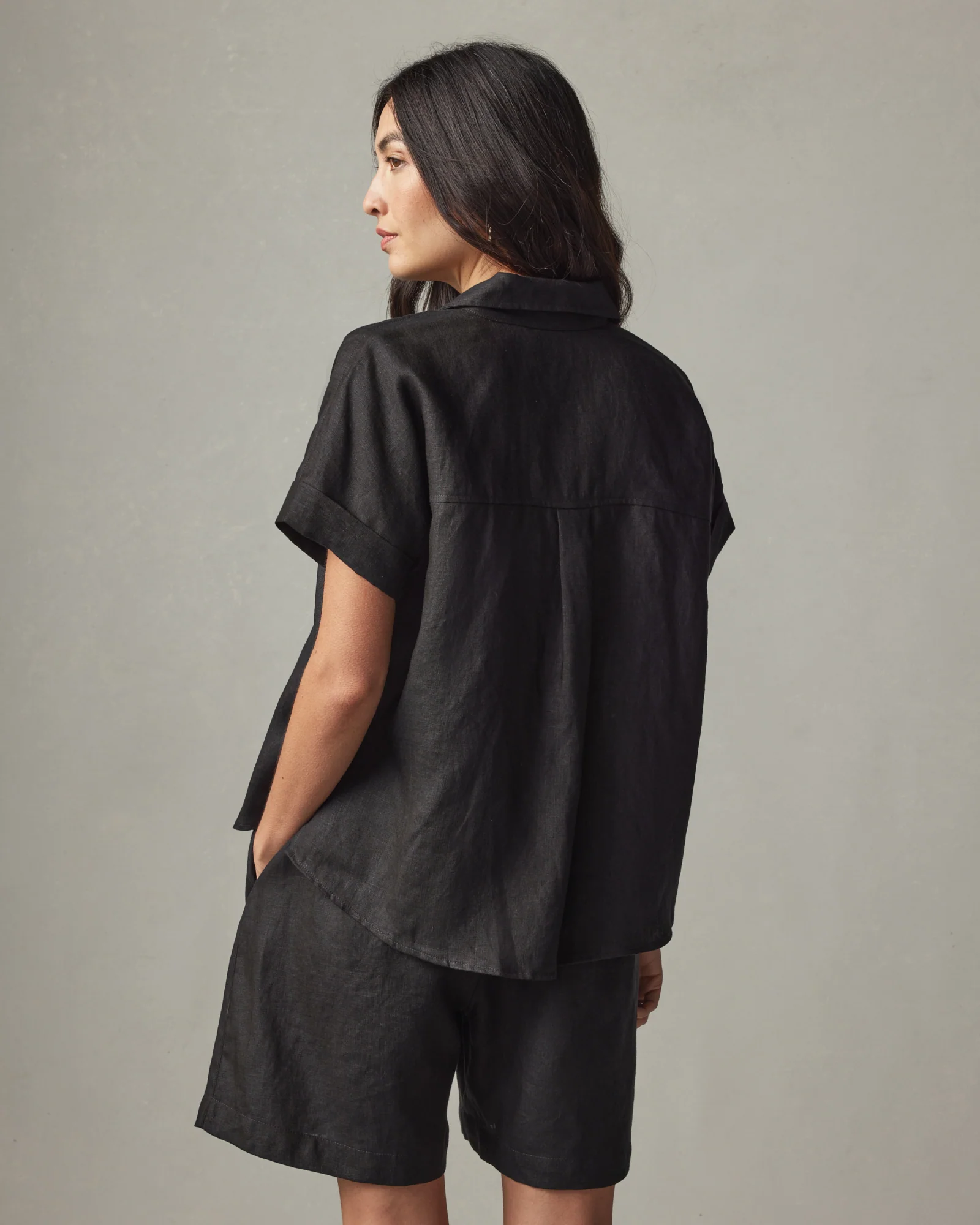 Women's Linen Shirt - Meteorite - Image 3