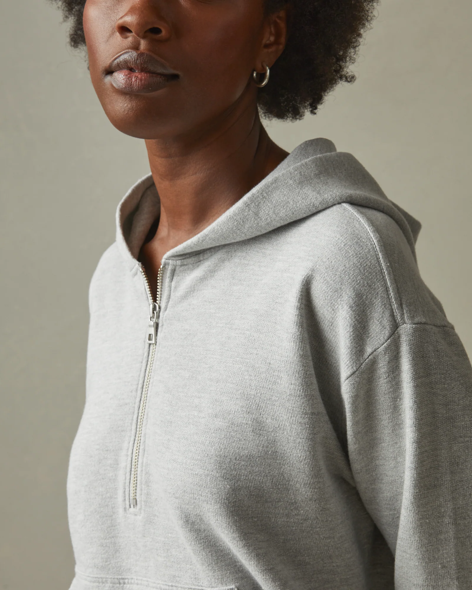 Women's French Terry Half Zip Hoodie - Ash Heather - Image 4