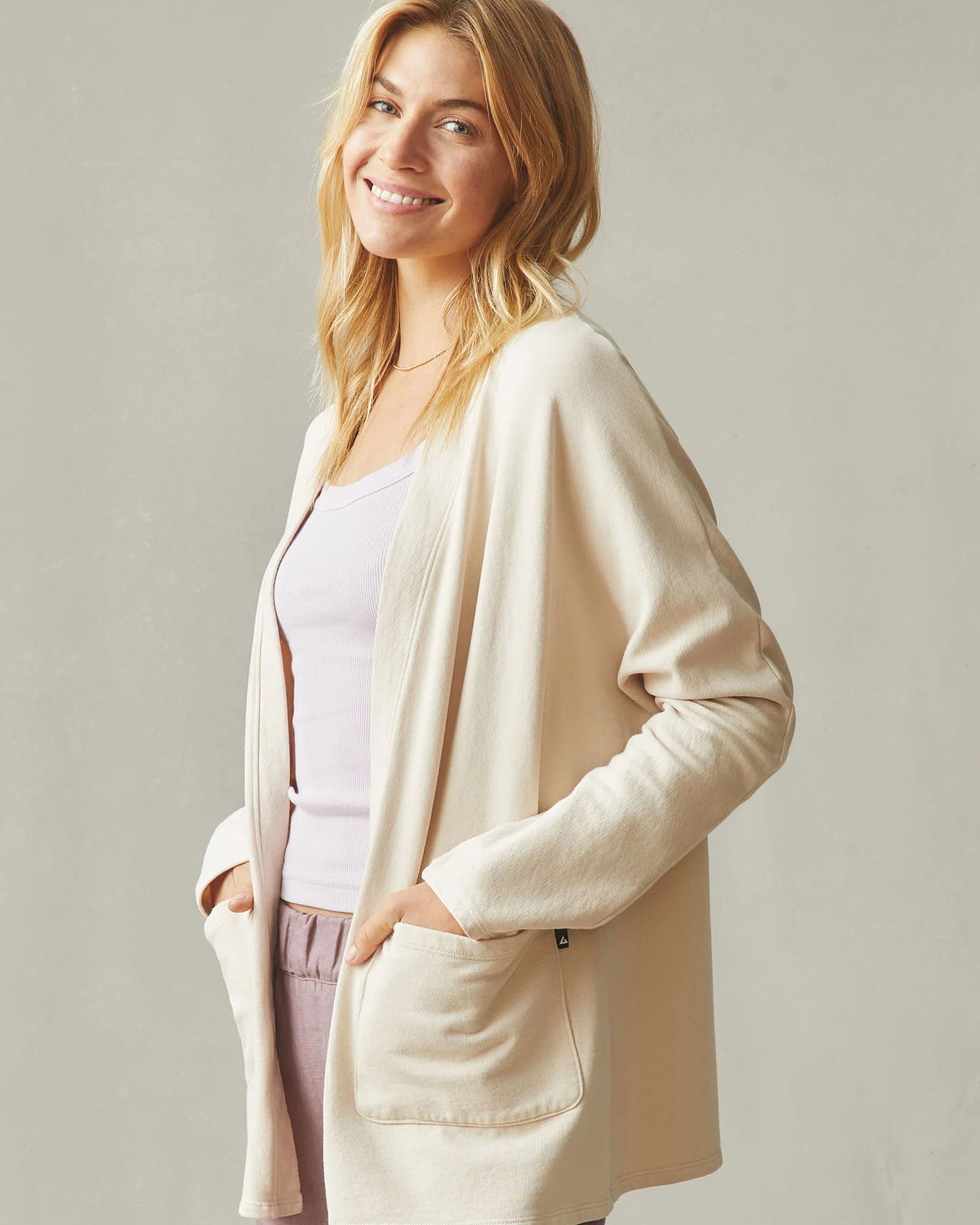 Women's French Terry Cardigan - Cotton - Image 6