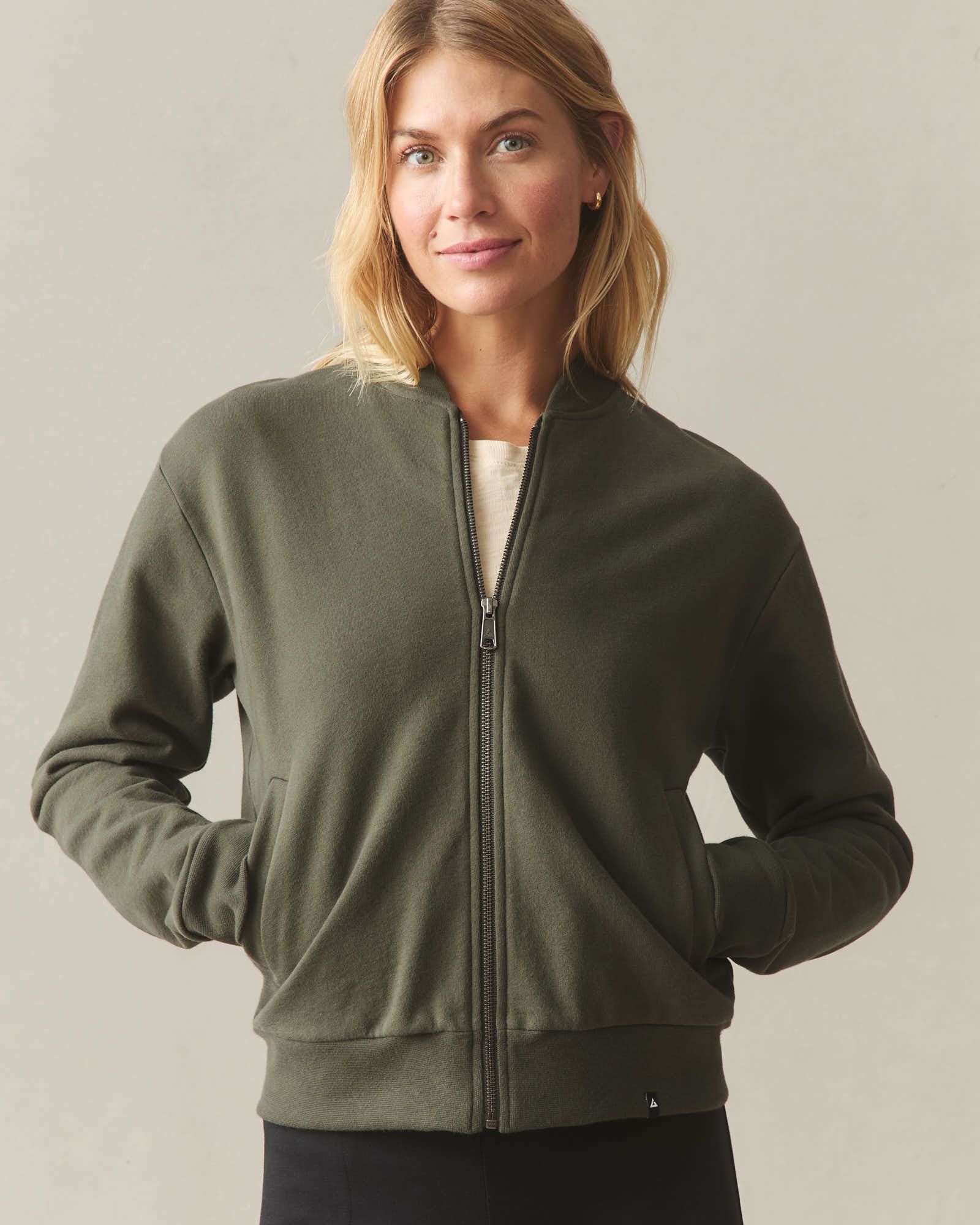 Women's Fleece Bomber Jacket - Loden - Image 3