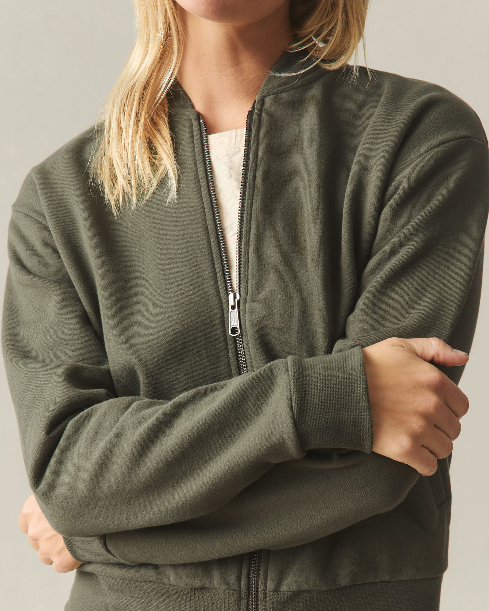 Women's Fleece Bomber Jacket - Loden - Image 5