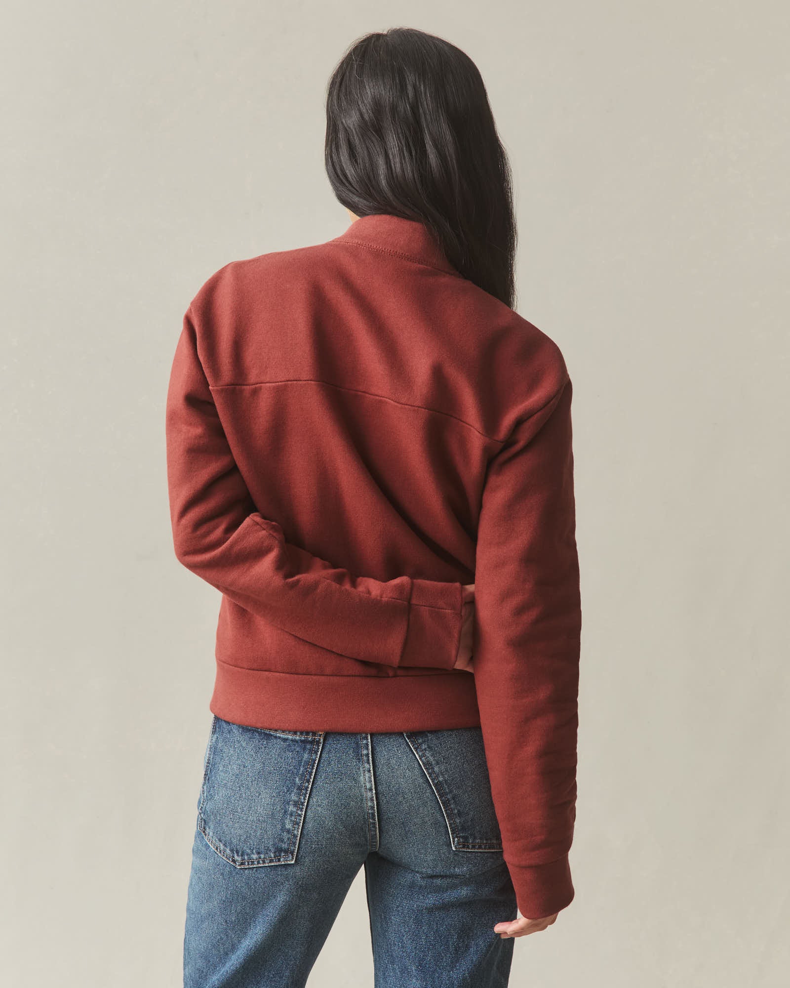 Women's Fleece Bomber Jacket - Russet Brown - Image 4