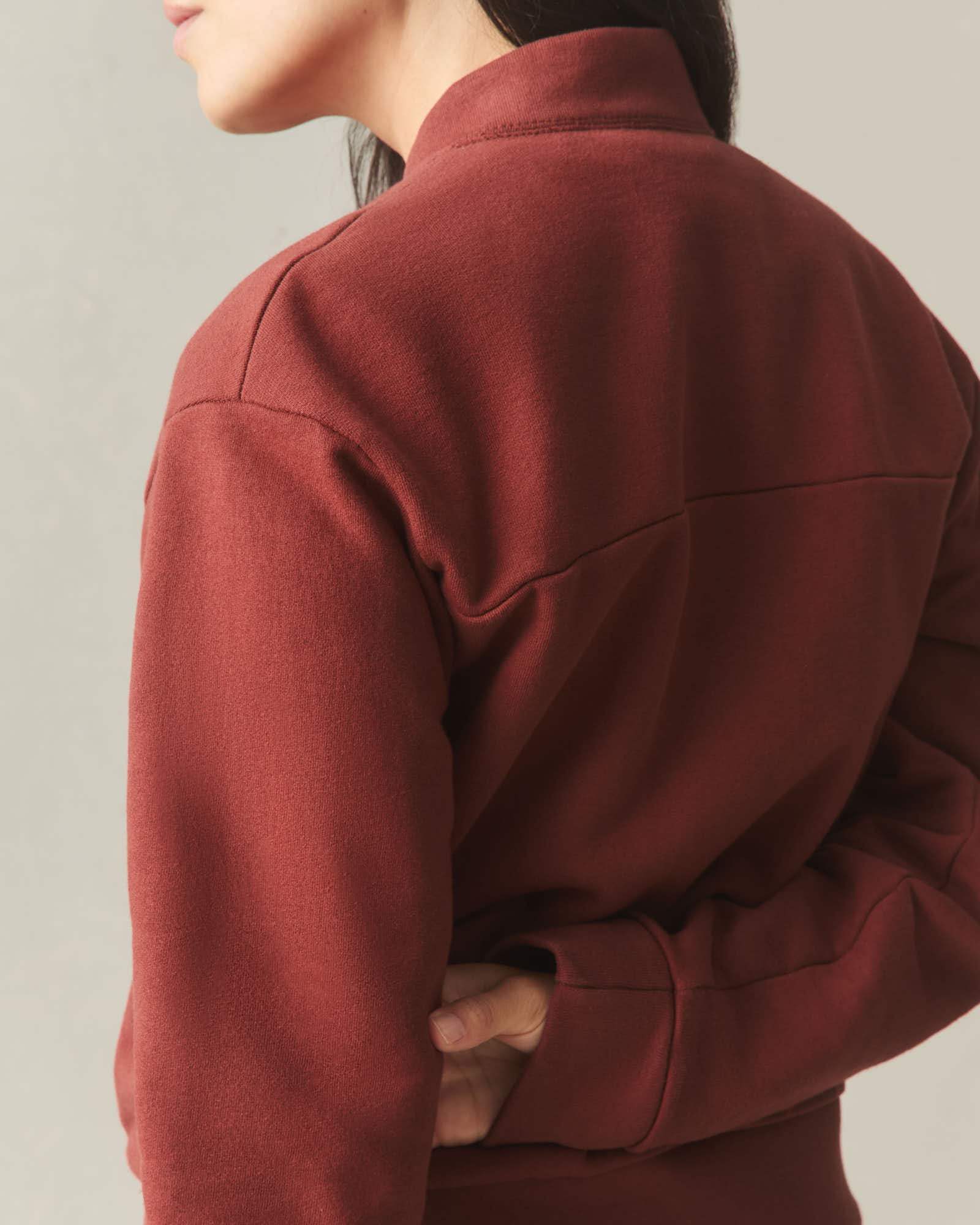 Women's Fleece Bomber Jacket - Russet Brown - Image 7