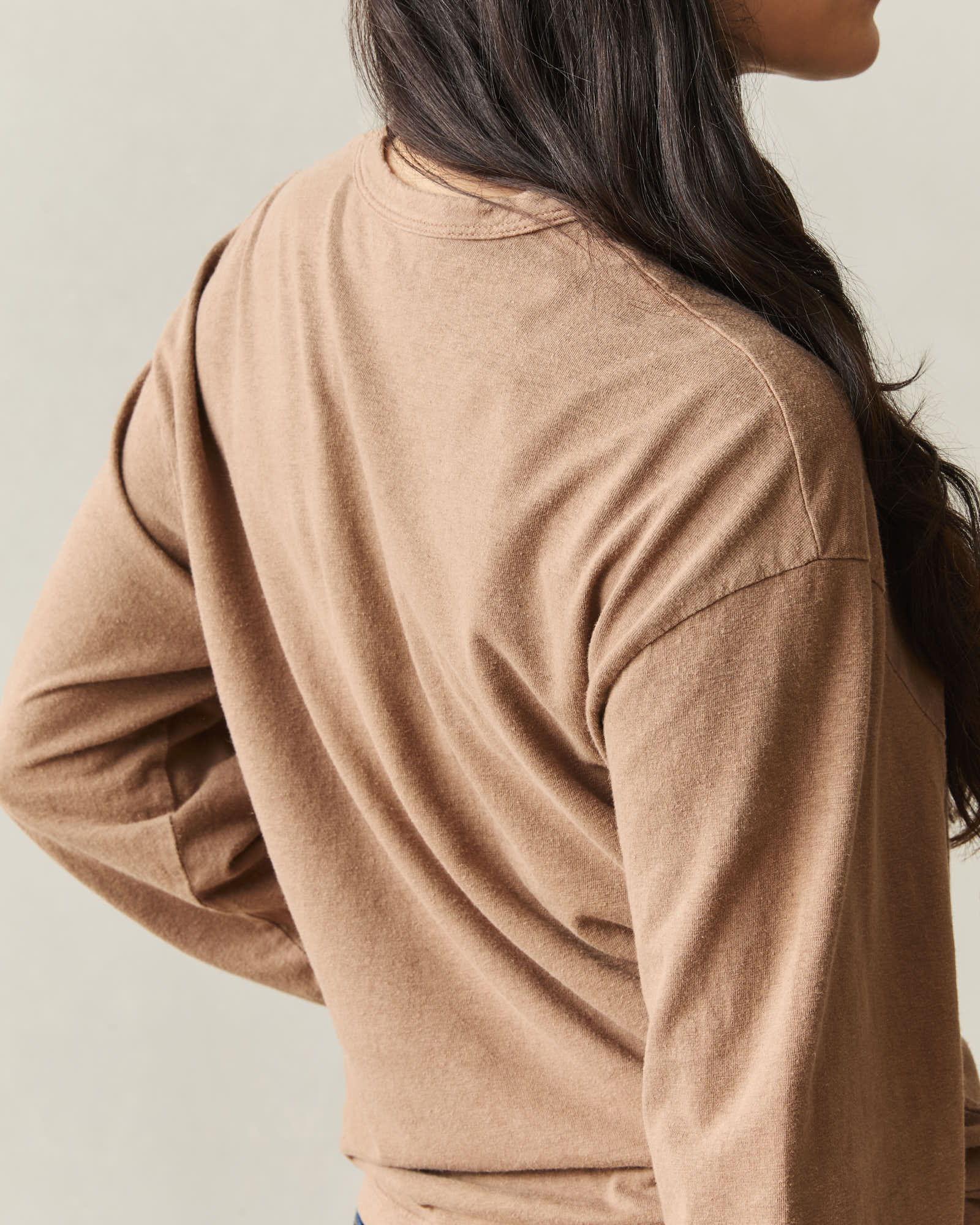Women's Hemp Long Sleeve Crew Tee - Pine Bark - Image 5