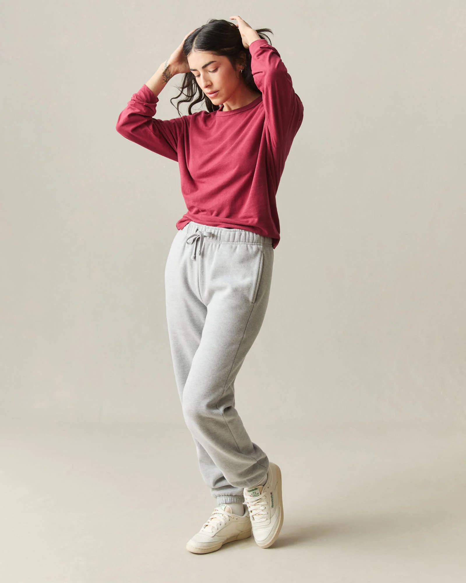 Women's Hemp Long Sleeve Crew Tee - Rio Red - Image 6