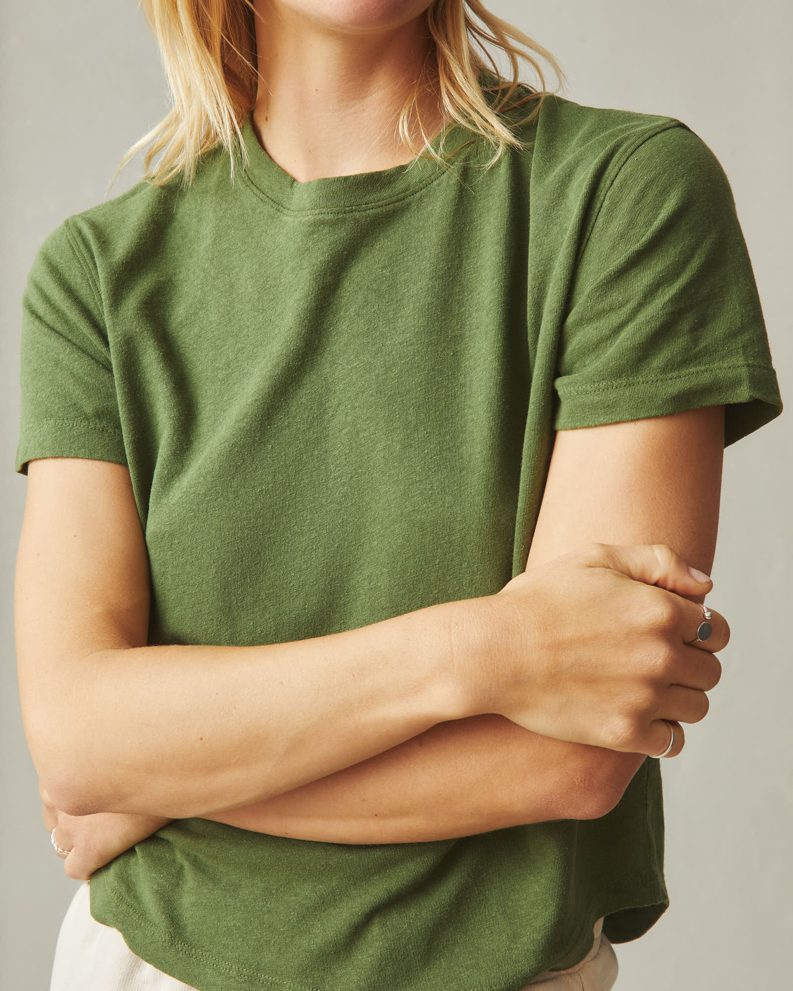 Women's Hemp Jersey Crew Tee - Chive - Image 3