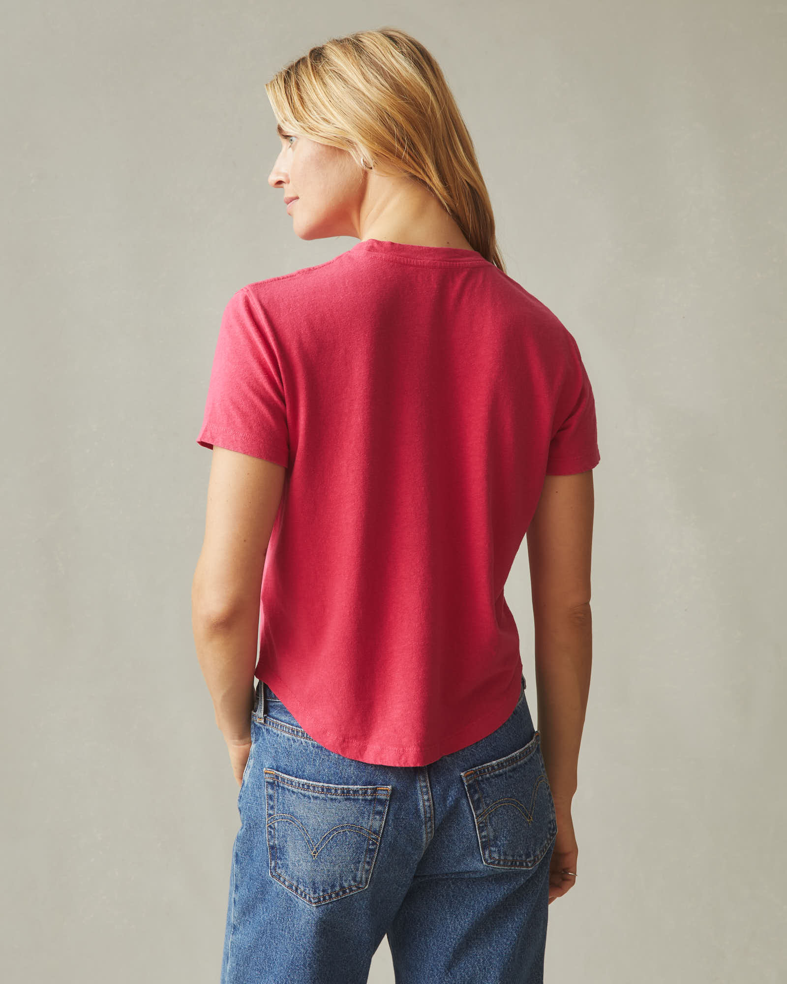 Women's Hemp Jersey Crew Tee - Virtual Pink - Image 4