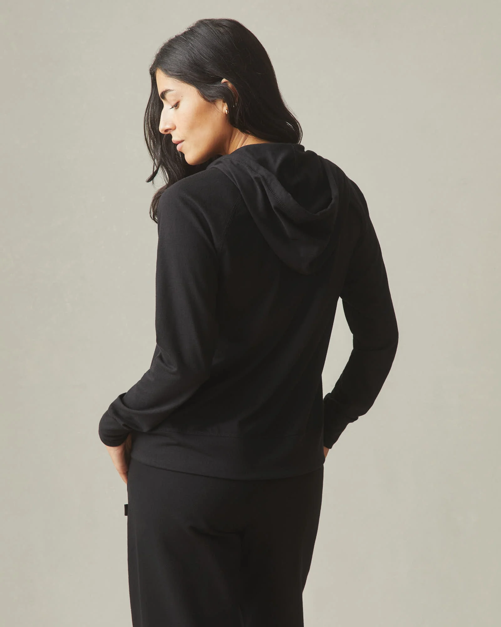 Women's Lightweight Full Zip - Black Solid - Image 3