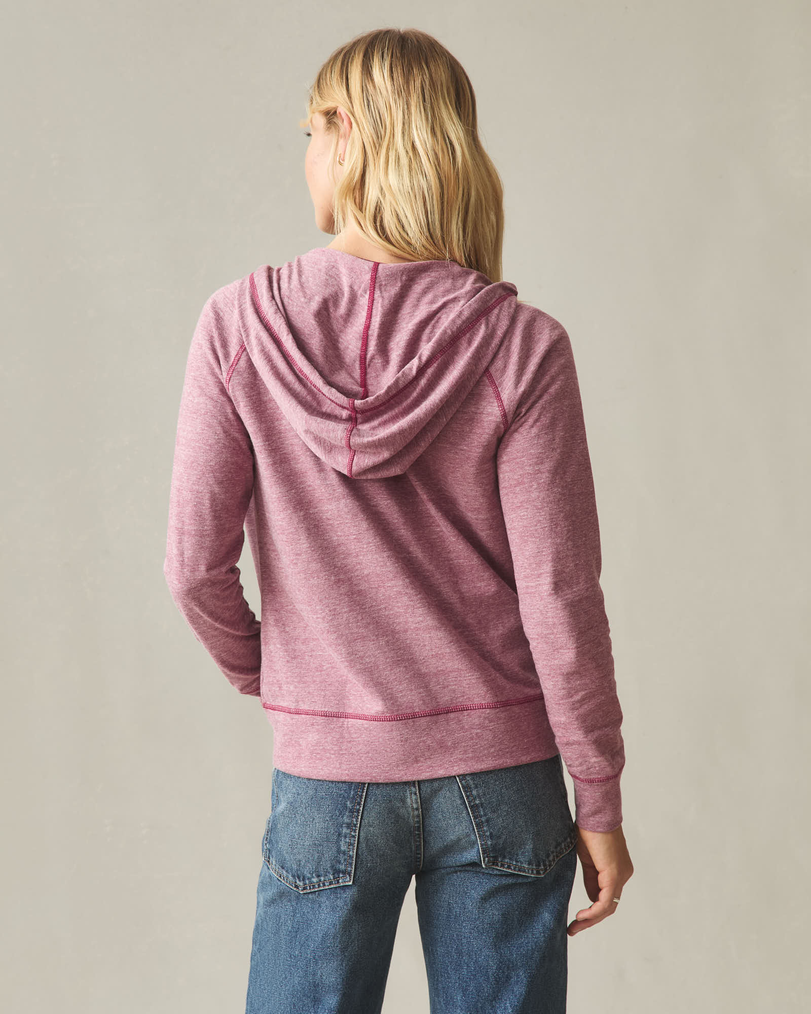 Women's Lightweight Full Zip - Bonfire Red Heather - Image 4