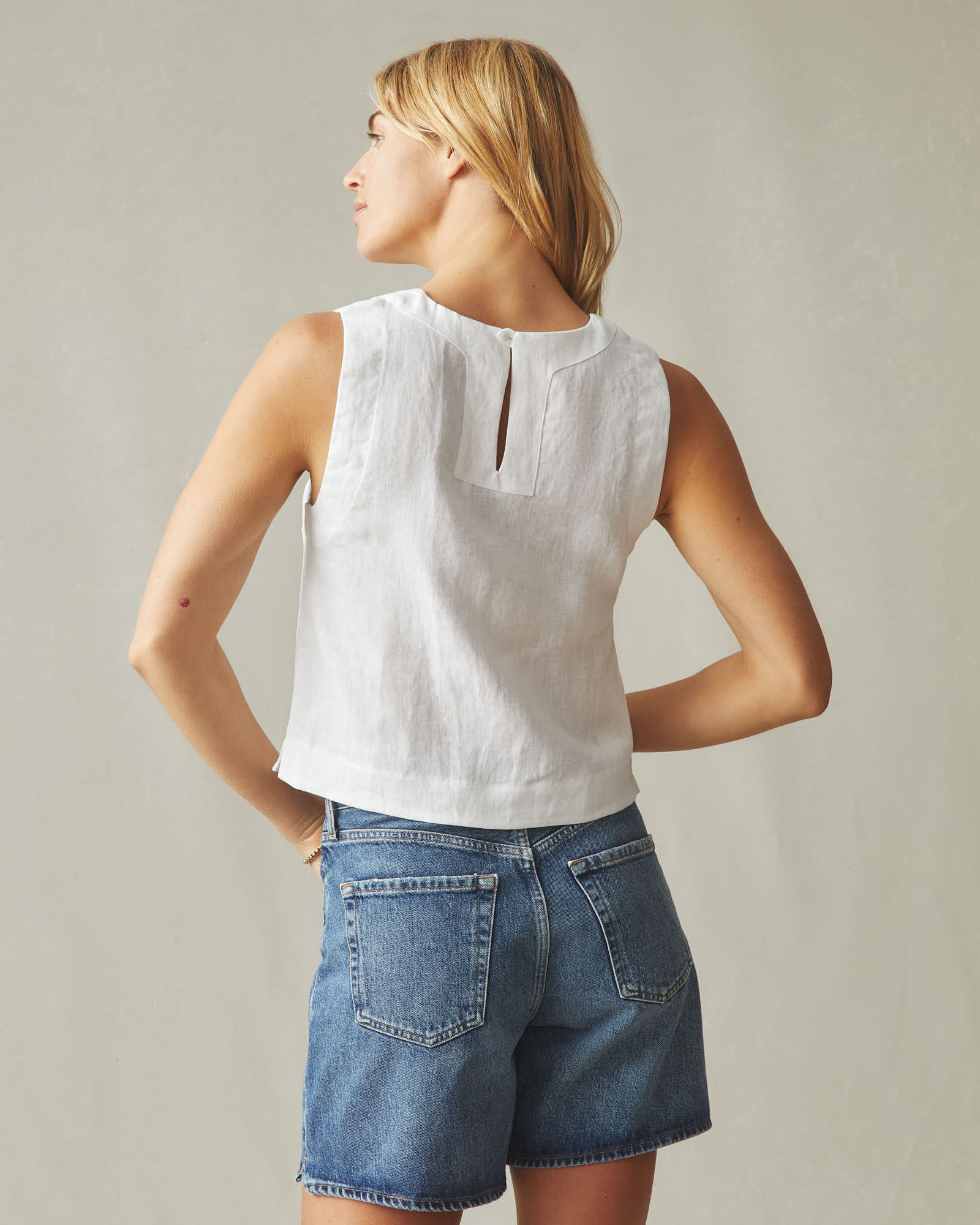 Women's Linen Tank - White - Image 4