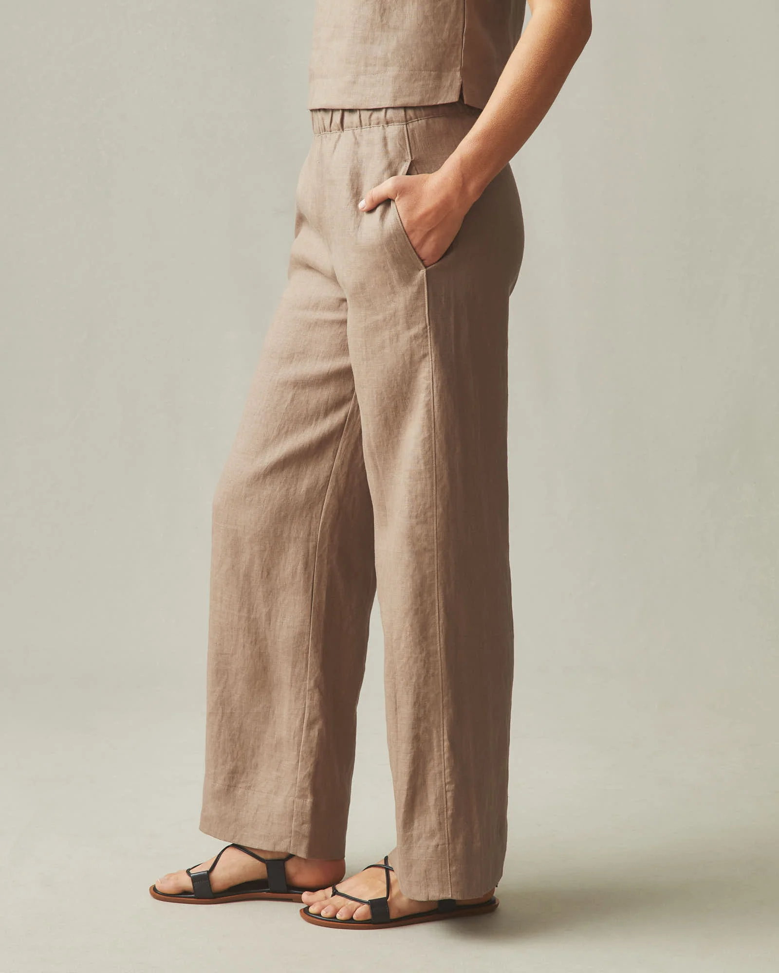 Women's Linen Wide Leg Pant - Pine Bark - Image 3