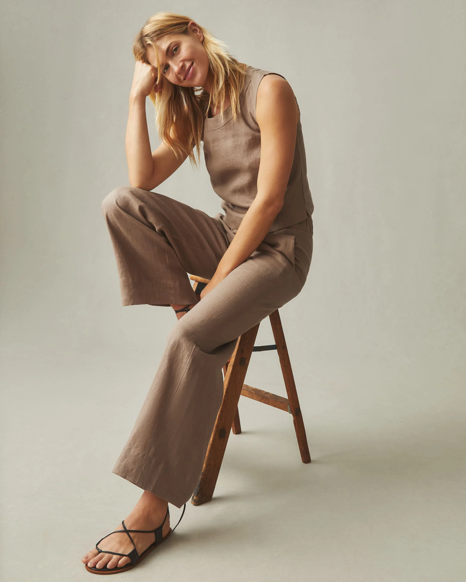 Women's Linen Wide Leg Pant - Pine Bark - Image 5