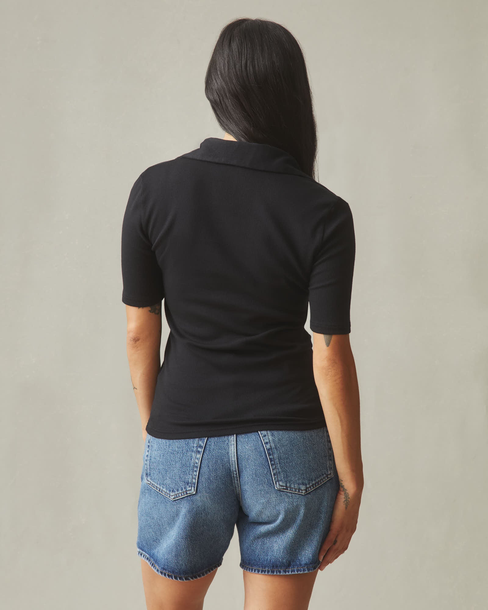 Women's Luxe Rib Popover - Black - Image 3