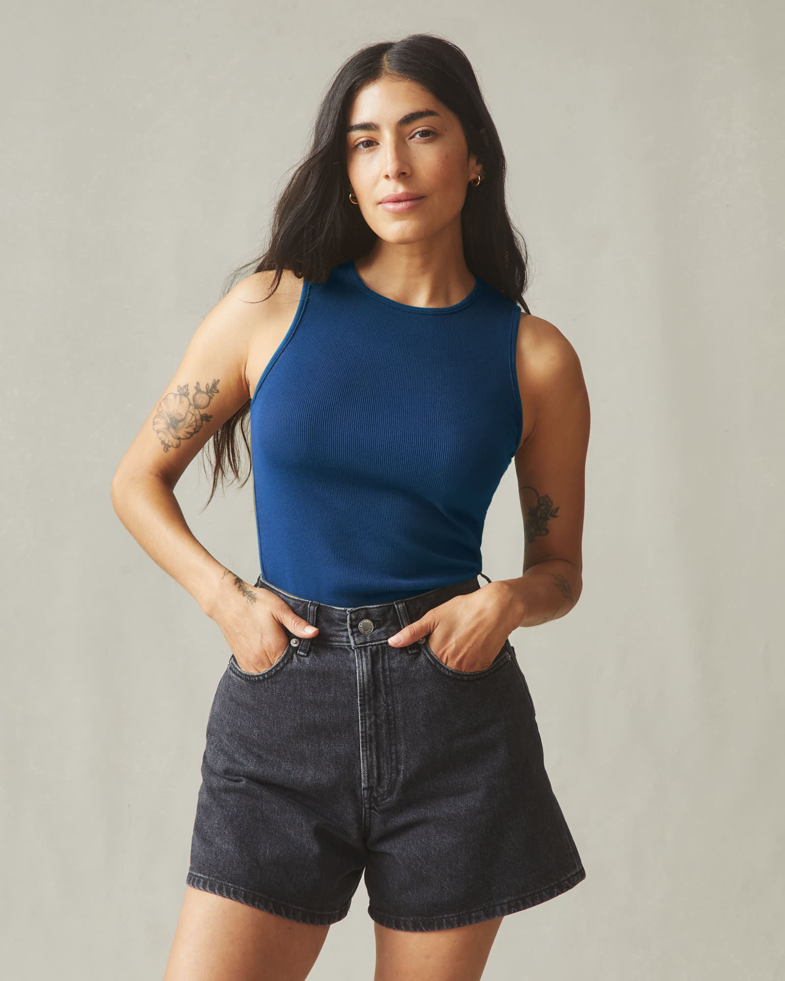 Women's Luxe Rib Tank - Estate Blue - Image 2