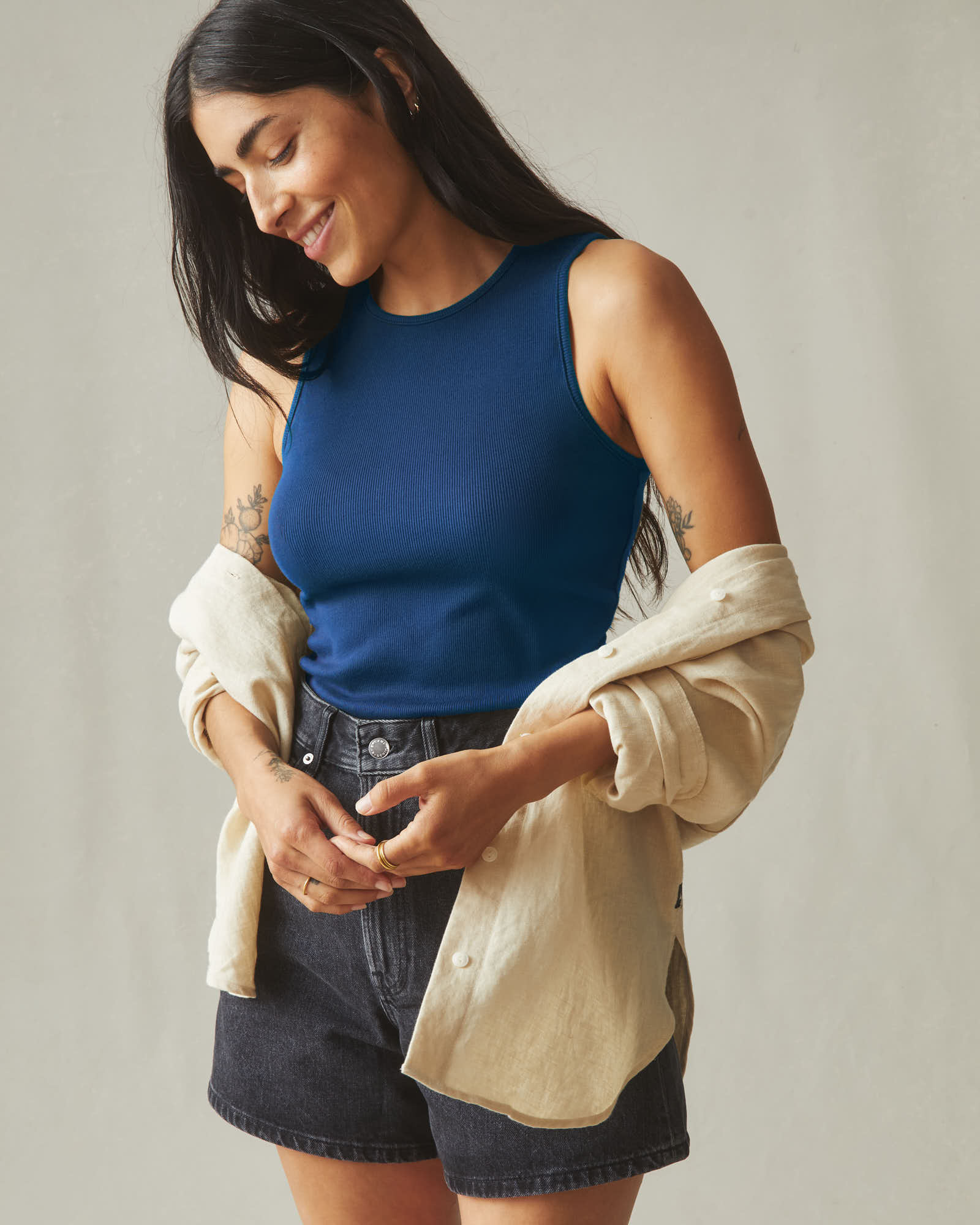 Women's Luxe Rib Tank - Estate Blue - Image 5
