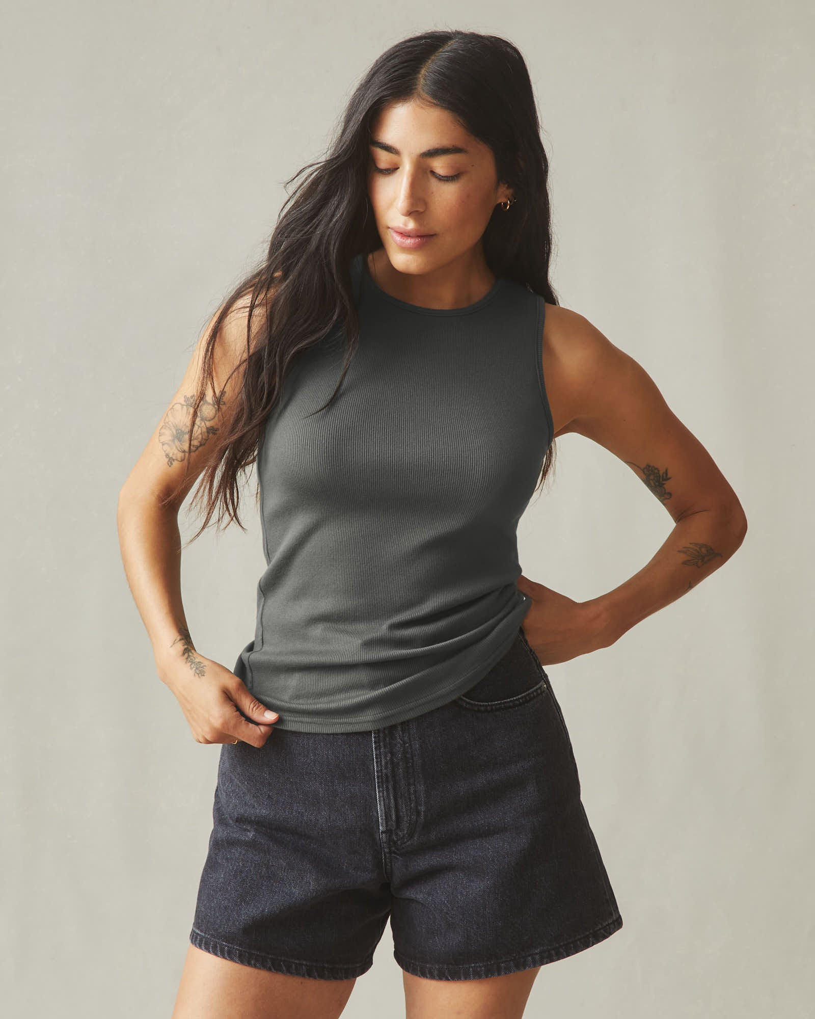 Women's Luxe Rib Tank - Monument - Image 2