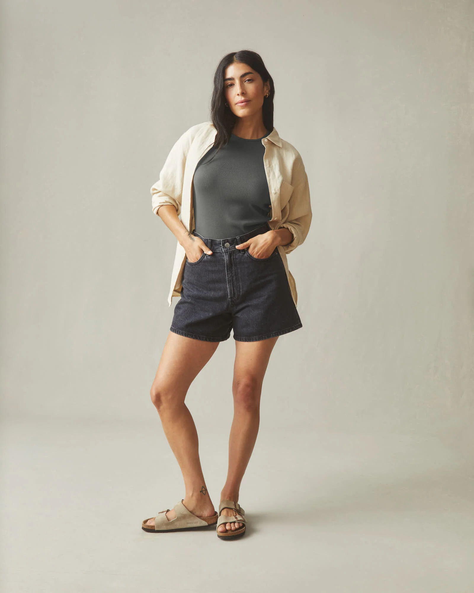 Women's Luxe Rib Tank - Monument - Image 5
