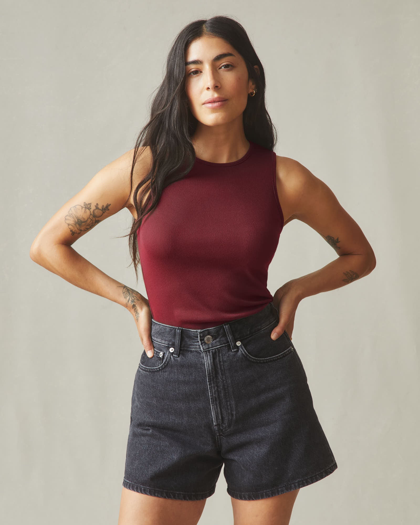 Women's Luxe Rib Tank - Syrah - Image 2