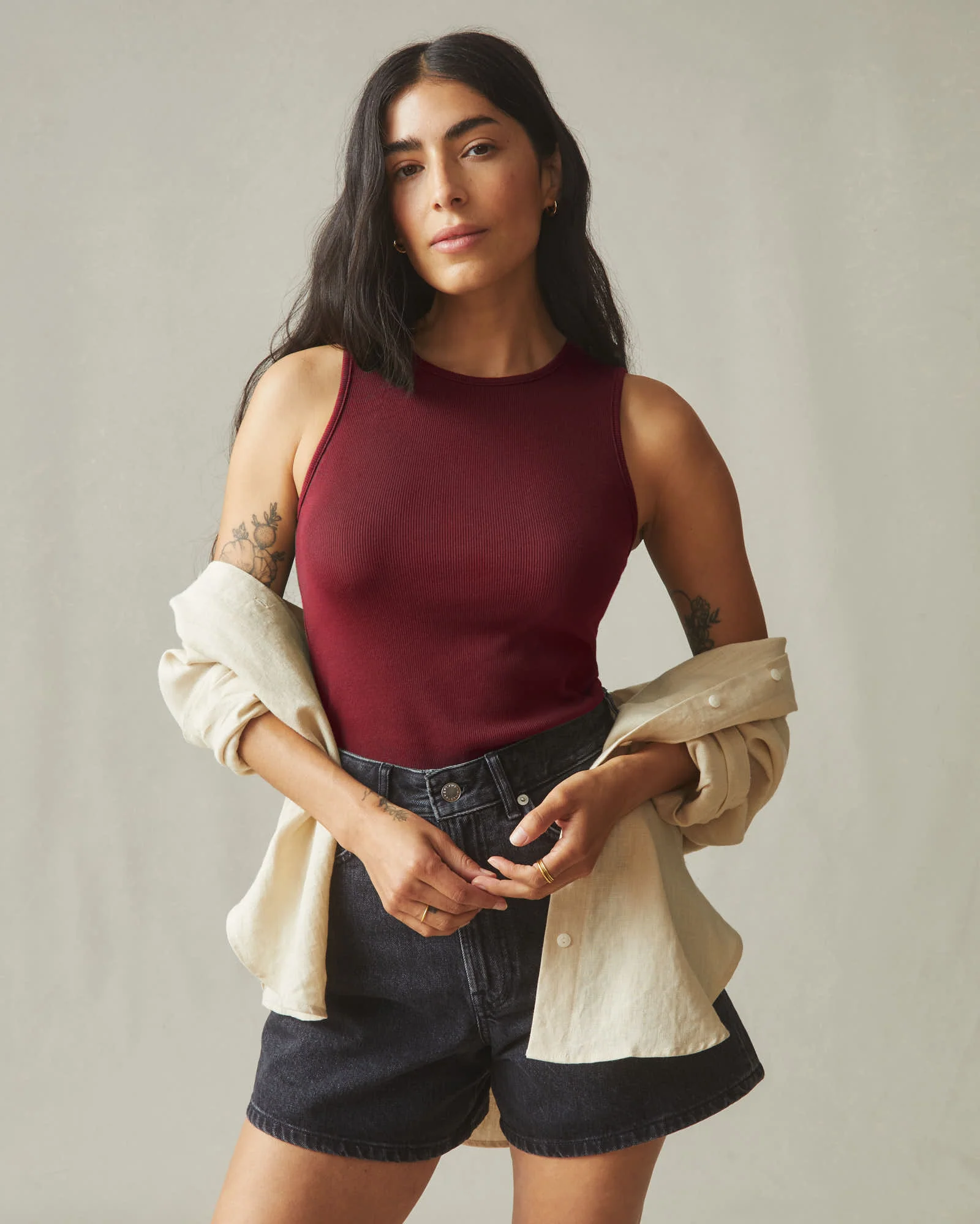 Women's Luxe Rib Tank - Syrah - Image 5