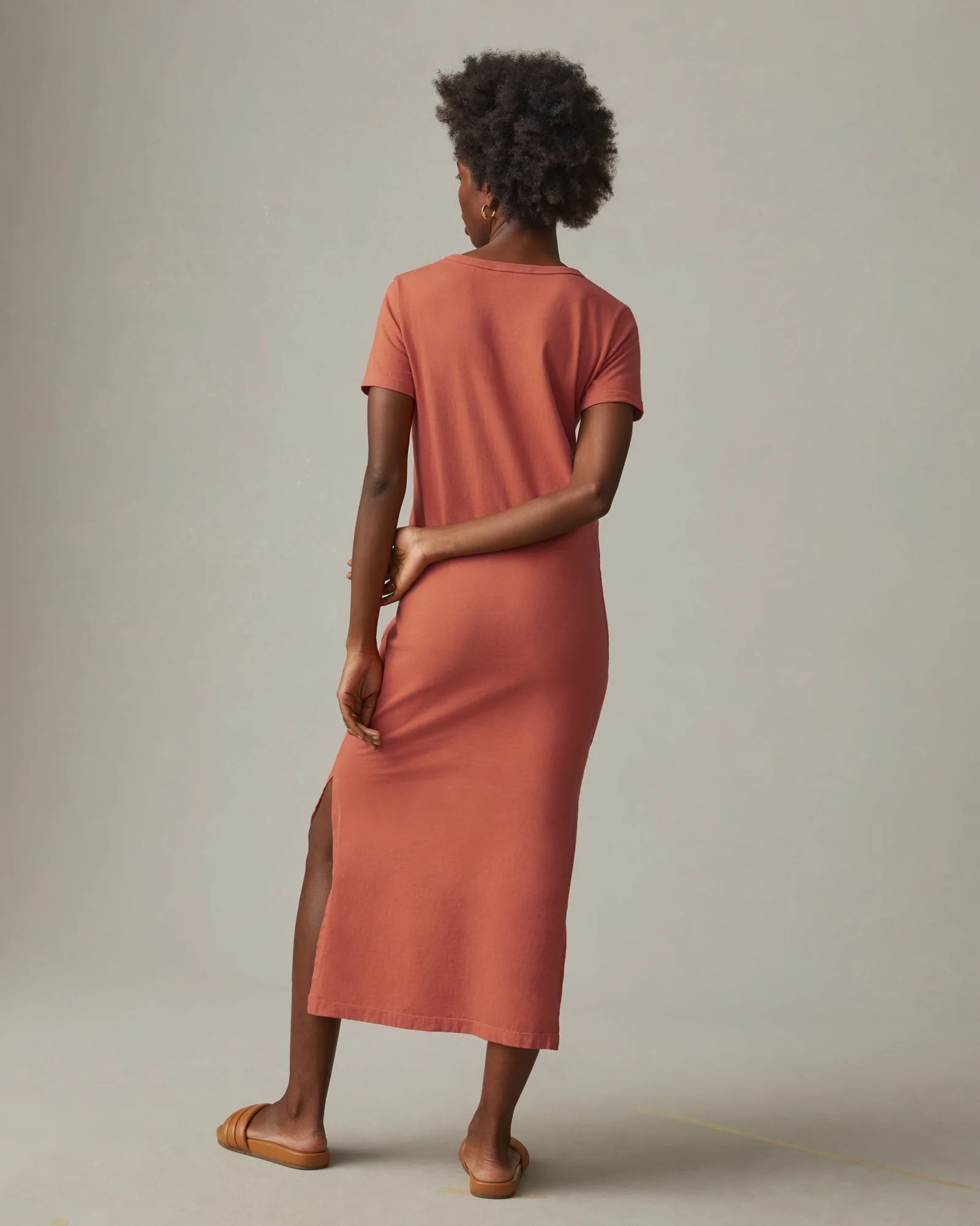 Women's Midi Tee Dress - Deep Apricot - Image 2