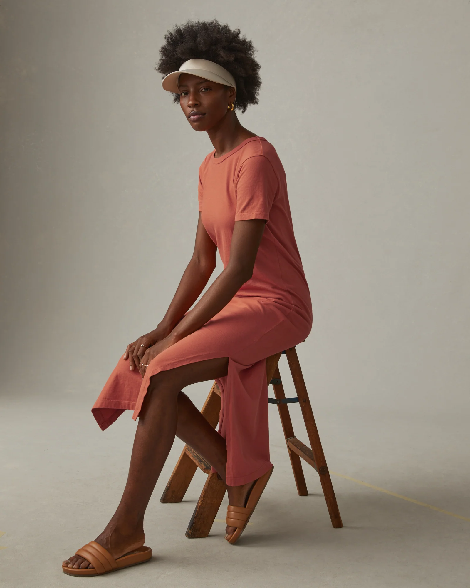 Women's Midi Tee Dress - Deep Apricot - Image 4