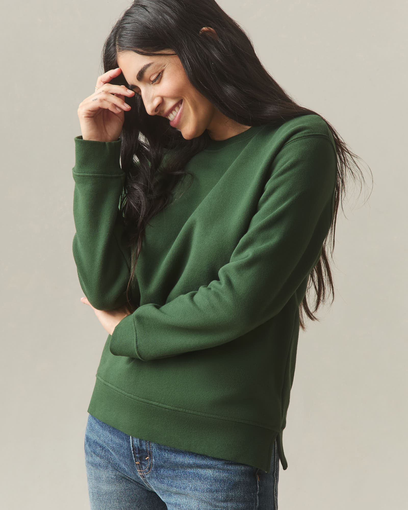 Women's Midweight Crewneck - Green Moss - Image 3