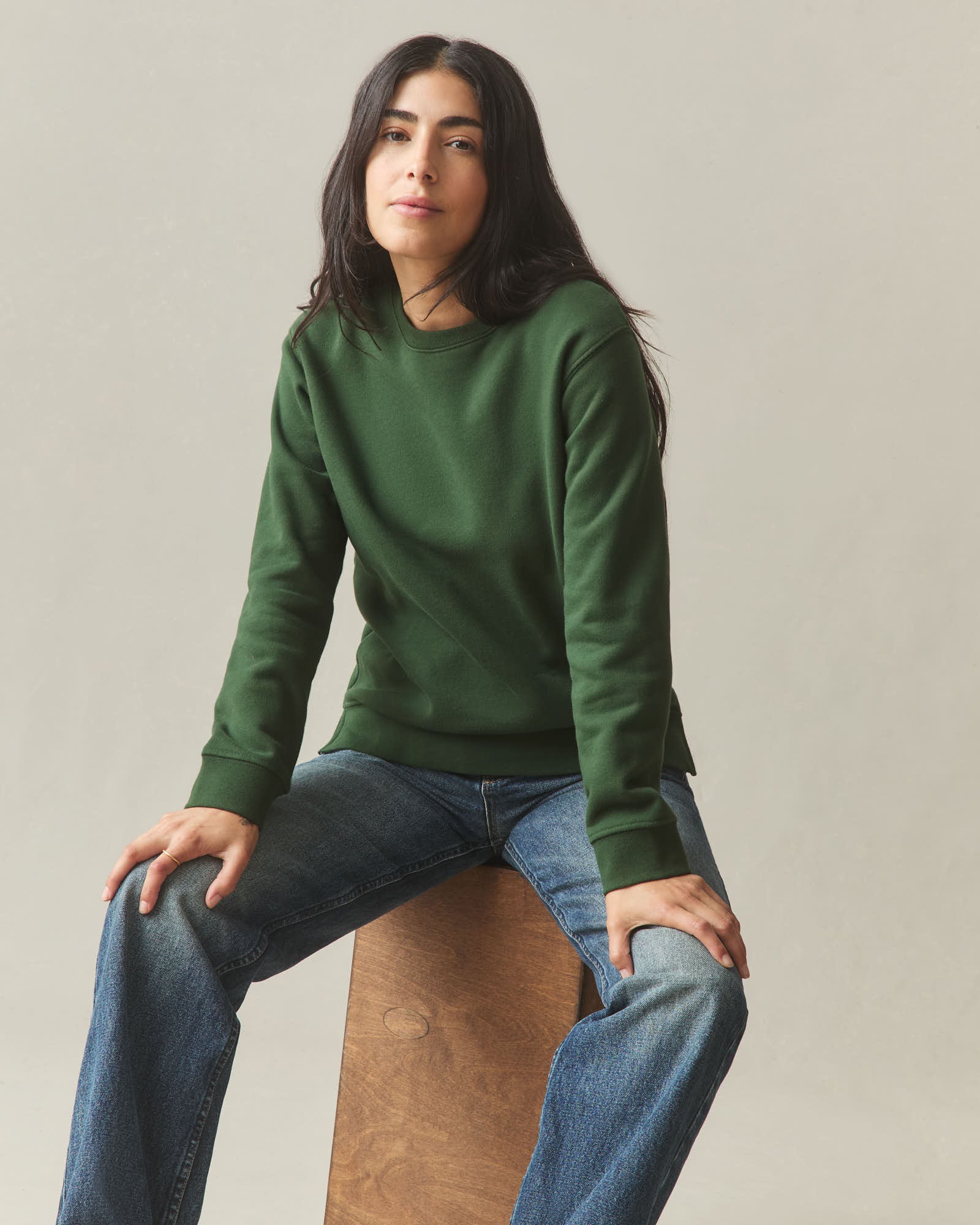 Women's Midweight Crewneck - Green Moss - Image 6