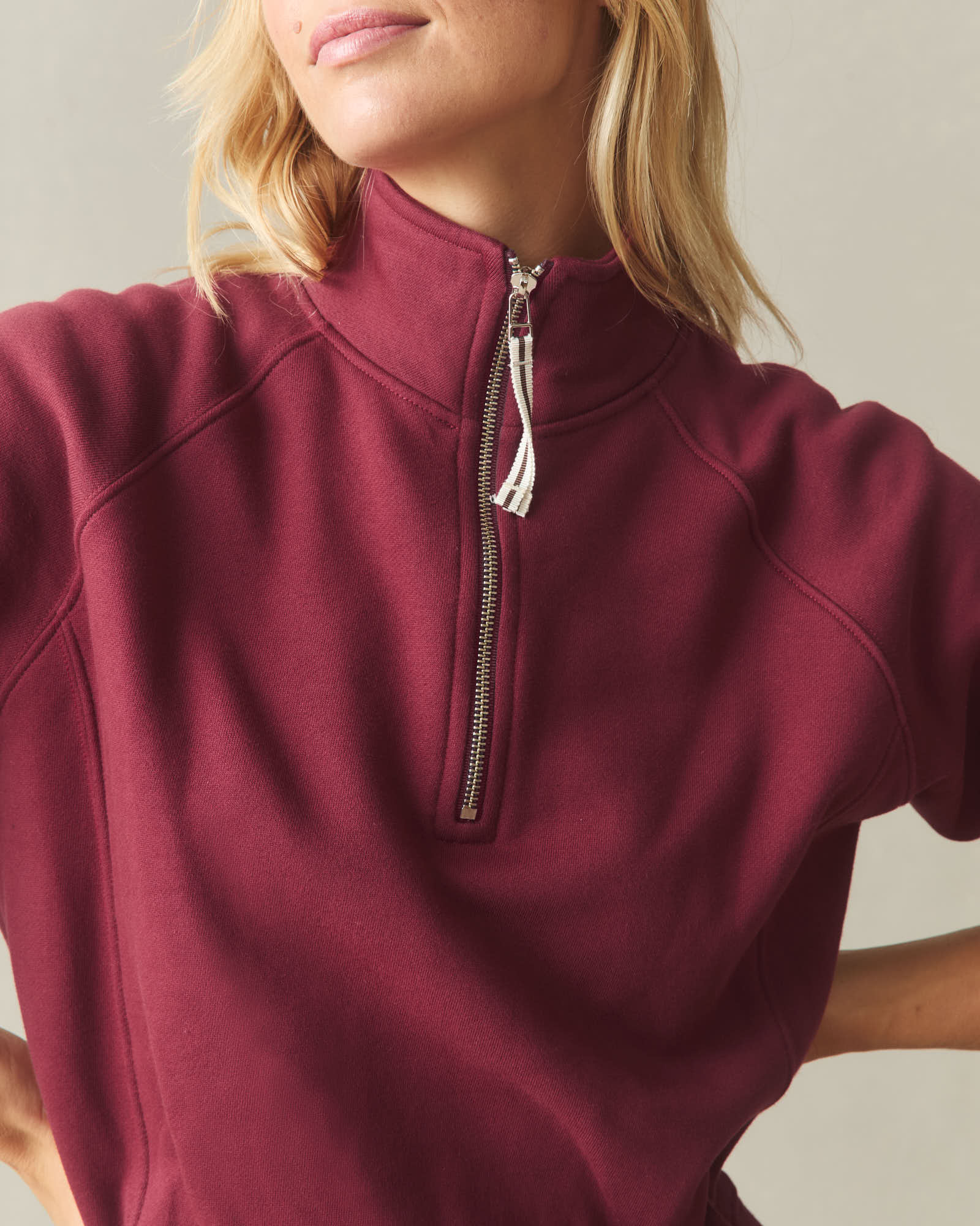 Women's Midweight Half Zip - Pomegranate - Image 6