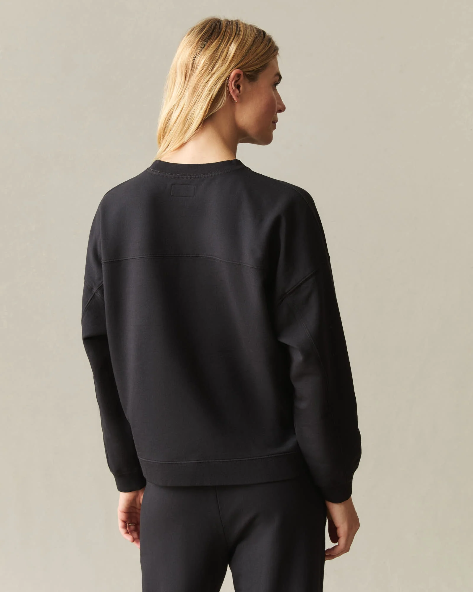 Women's Modal Fleece Crew - Black - Image 3