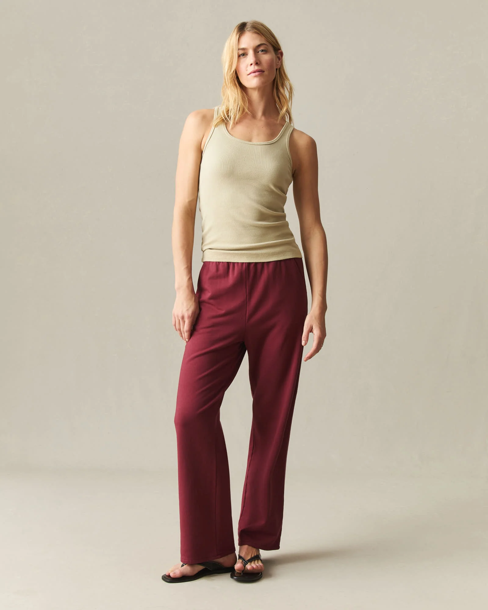 Women's Modal Fleece Straight Pant - Syrah - Image 6