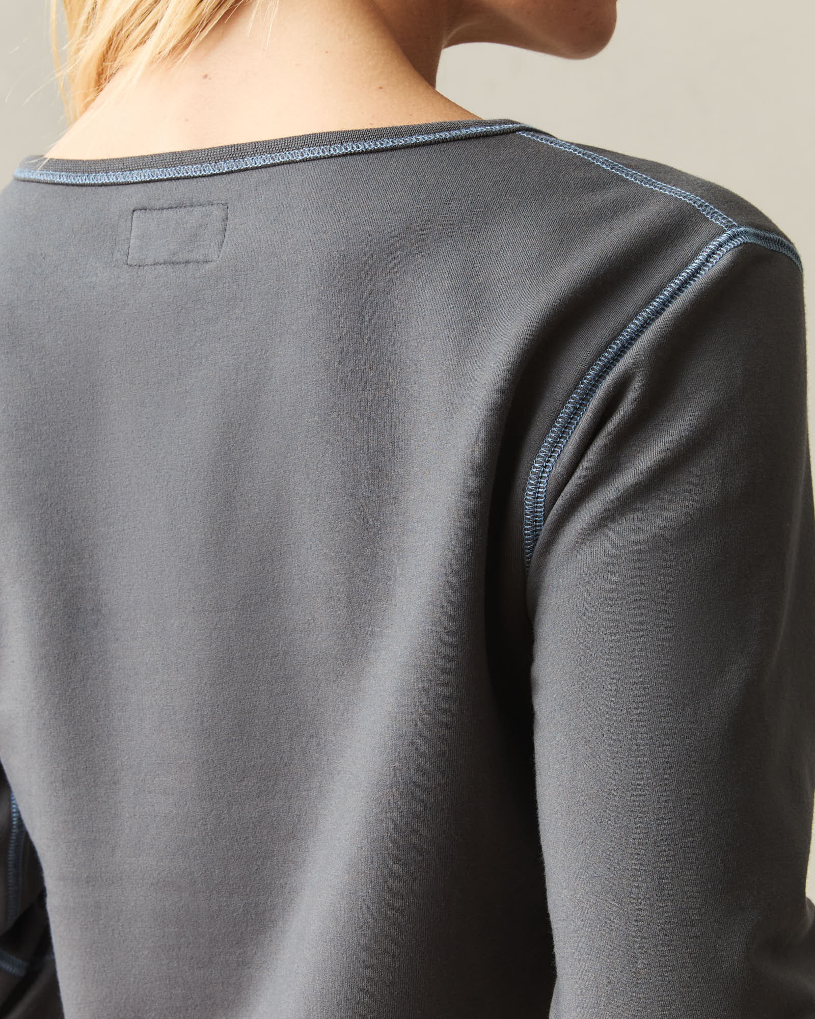 Women's Modal Fleece V-Notch Top - Grey Pinstripe - Image 5